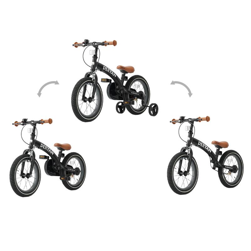 Deryan Vélo Enfant 3-en-1 - 12 inch - Draisienne - Incl. roulettes