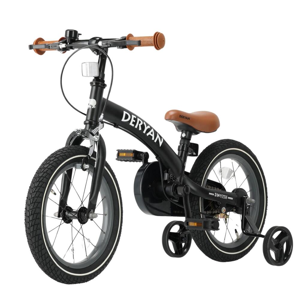 3-in-1 Children's Bicycle 14 Inch - Balance Bike - Black