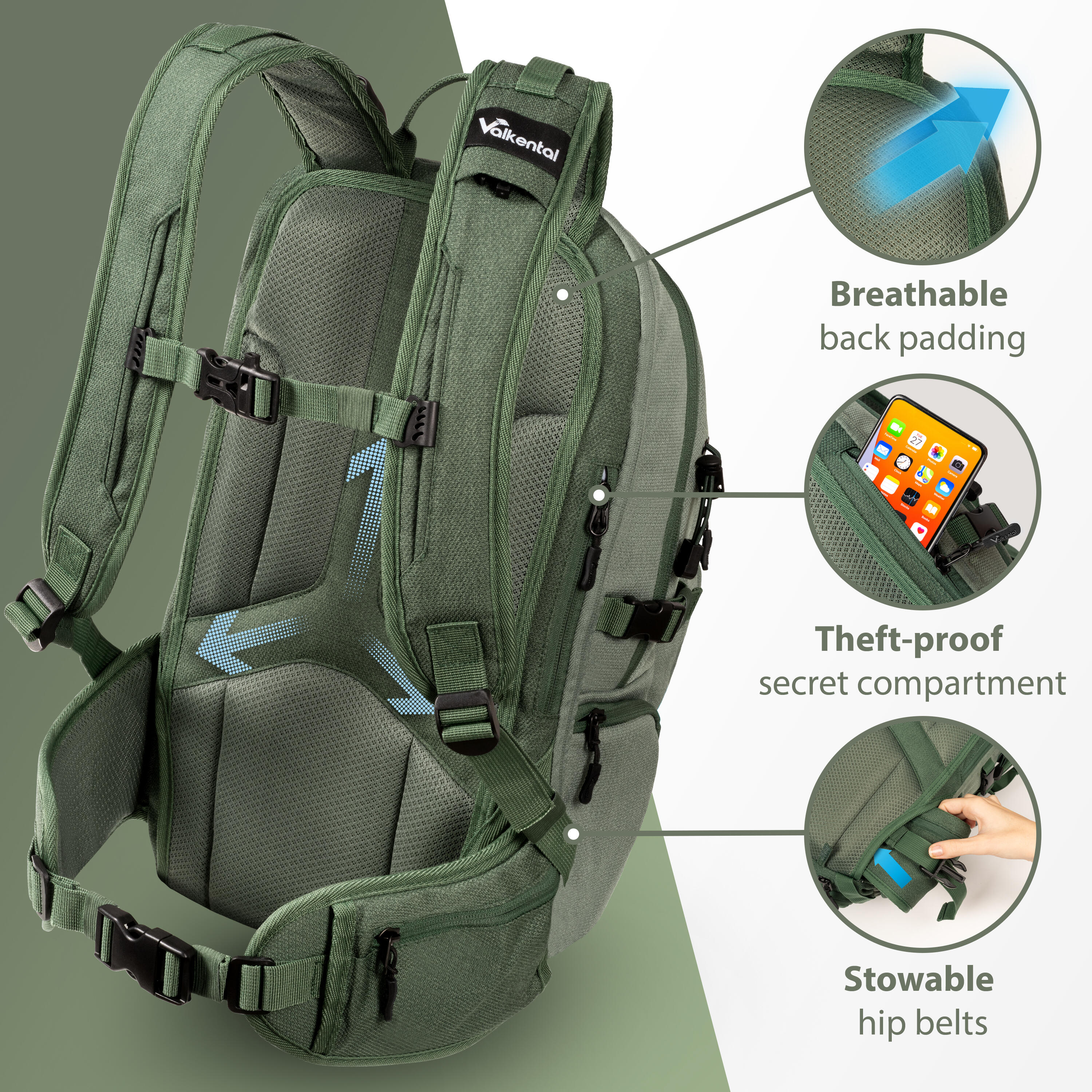 Rucksack Wanderrucksack Naturwandern Reiserucksack Wasserfest 22 L - Explorer 5/6
