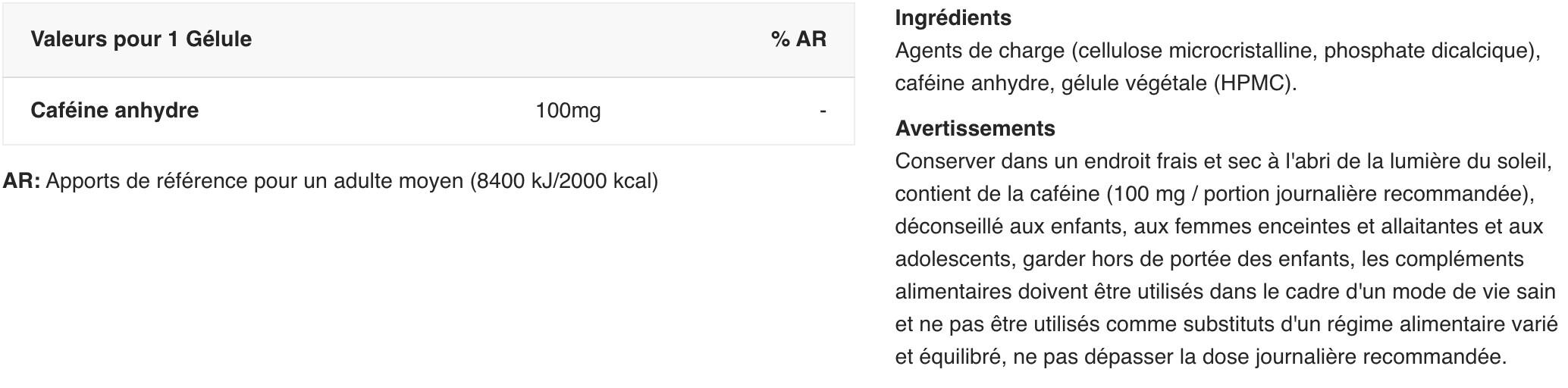 Caféine - Endurance Pure Caffeine - 90 Gélules 2/6