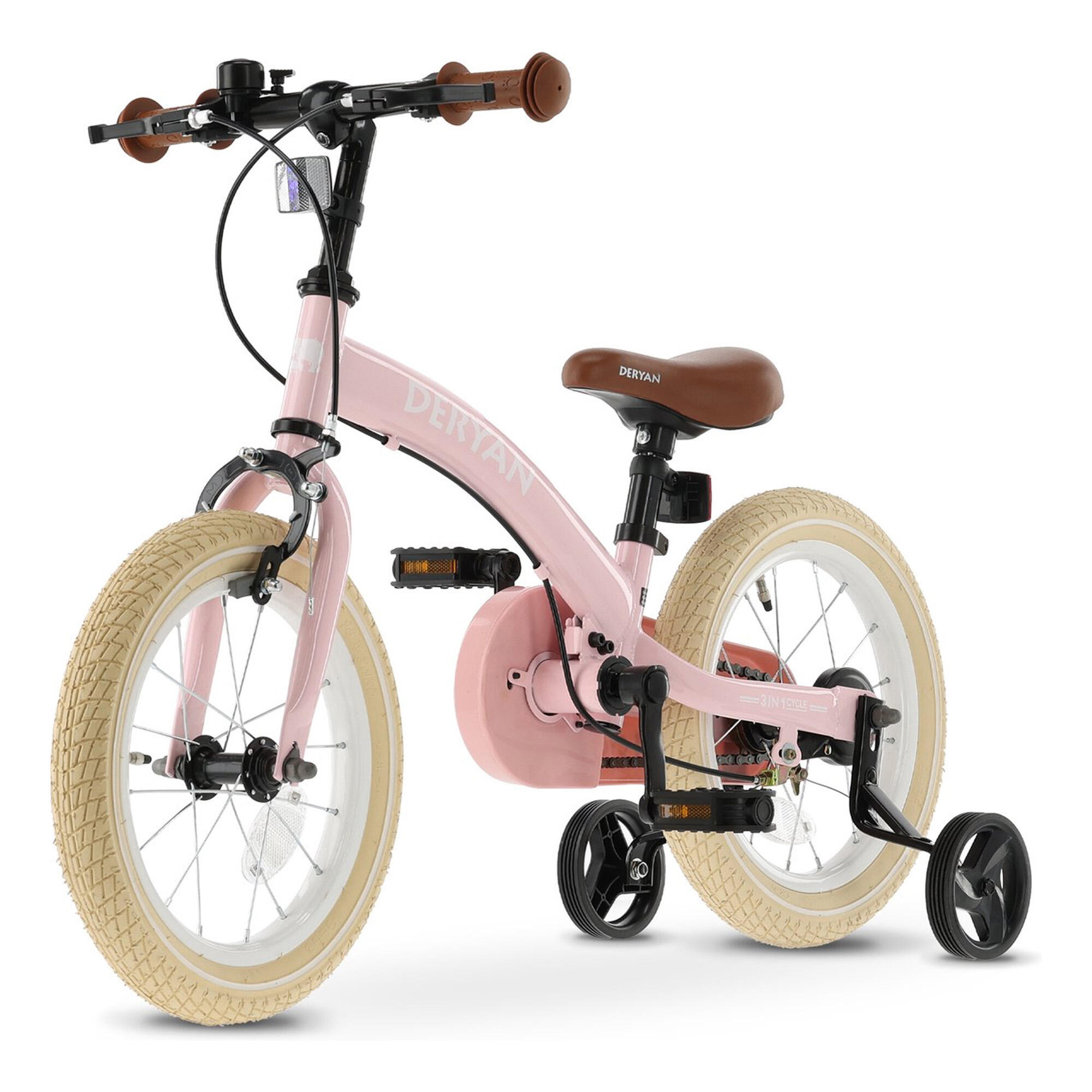 Child adjusting seat height on a 16-inch bike, ready for a new adventure