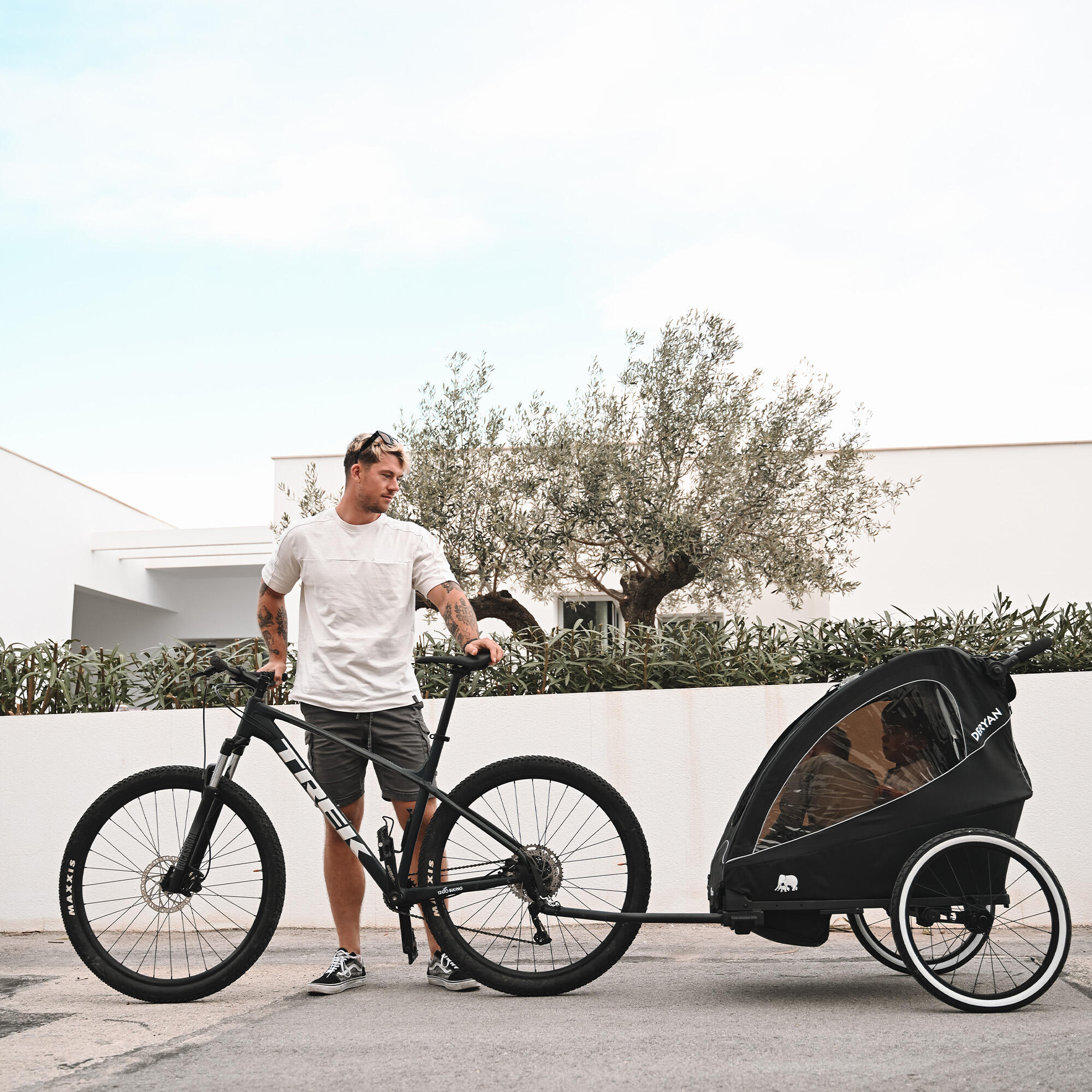 Luxus 3-in-1 Fahrradanhänger - Kinderwagen - 2 Personen - Schwarz 2/8