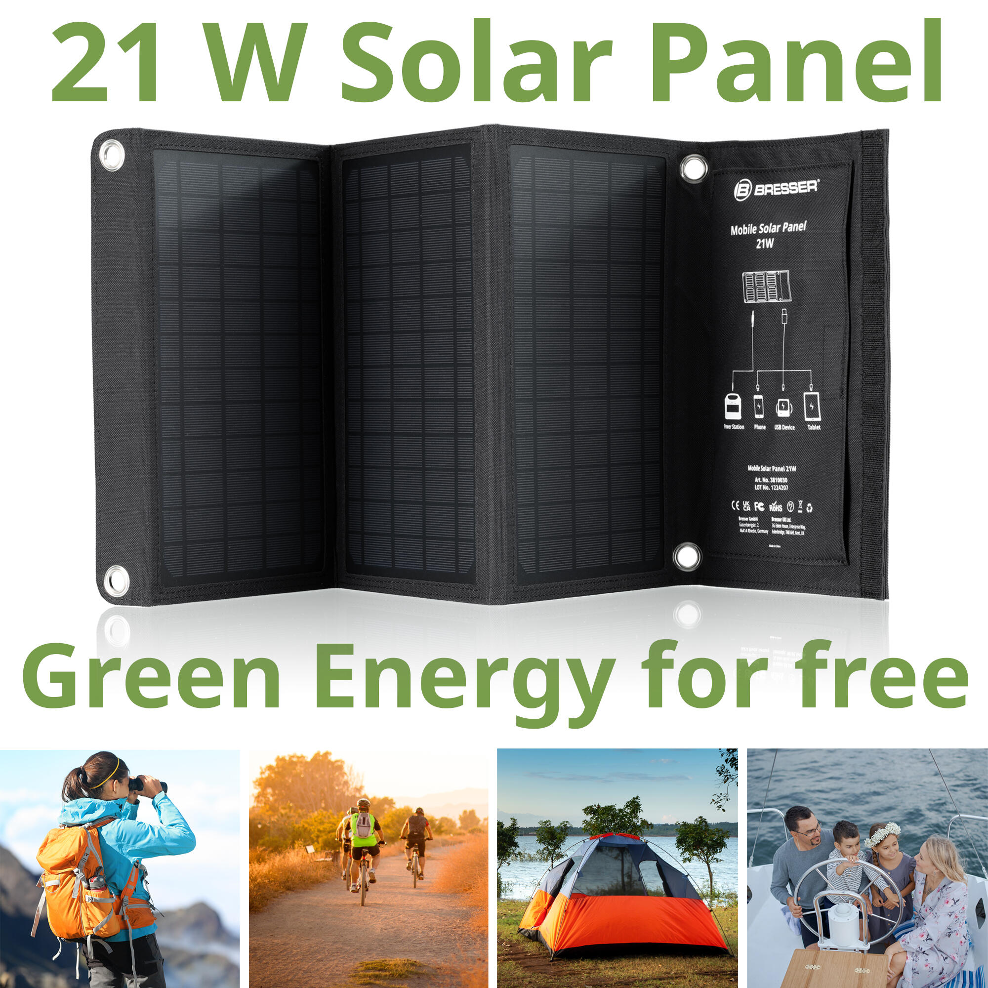 Panel solar cargador  portátil 21W BRESSER 2/7