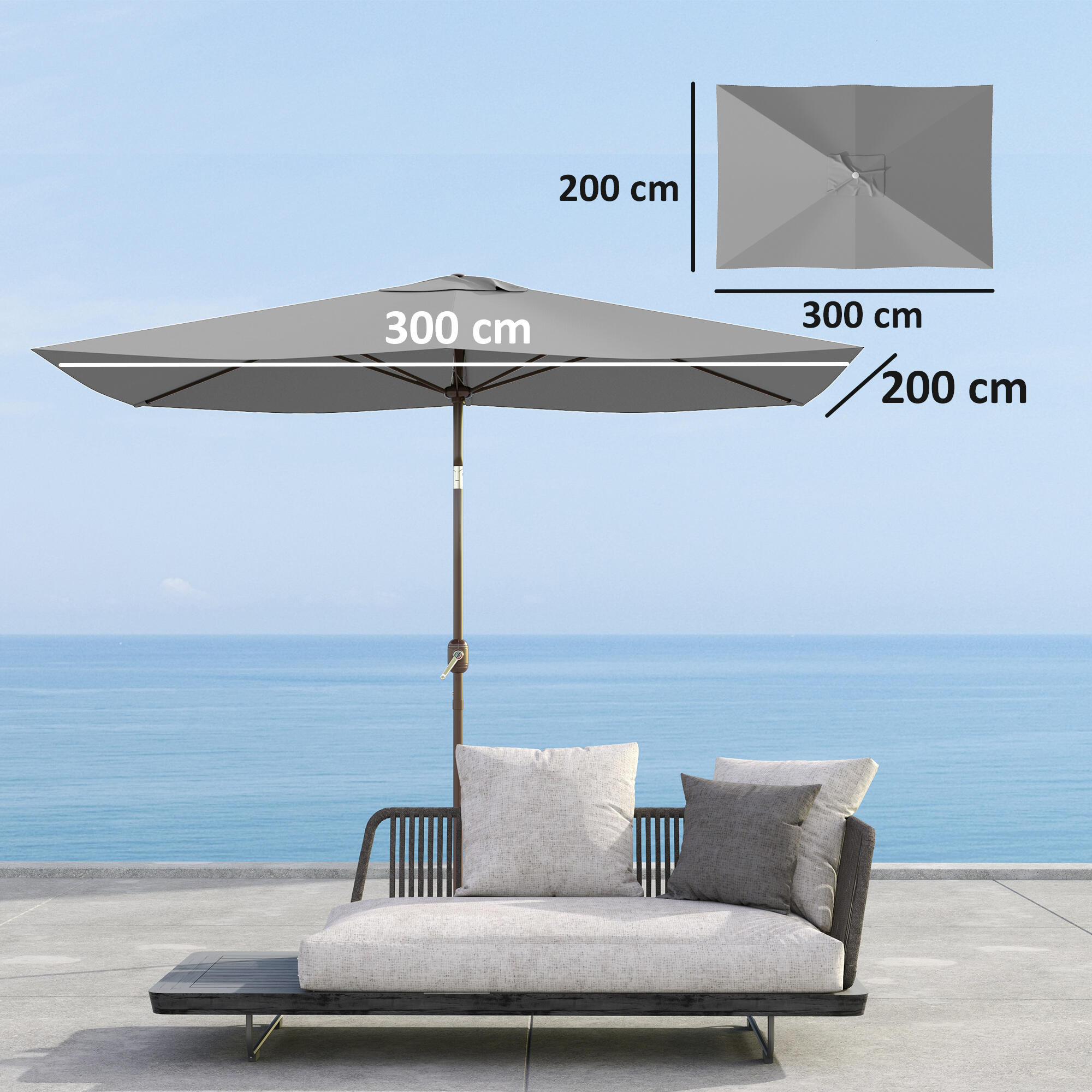 Toldo de Sombrilla Outsunny 200x300x0.1 cm Gris Claro 3/7