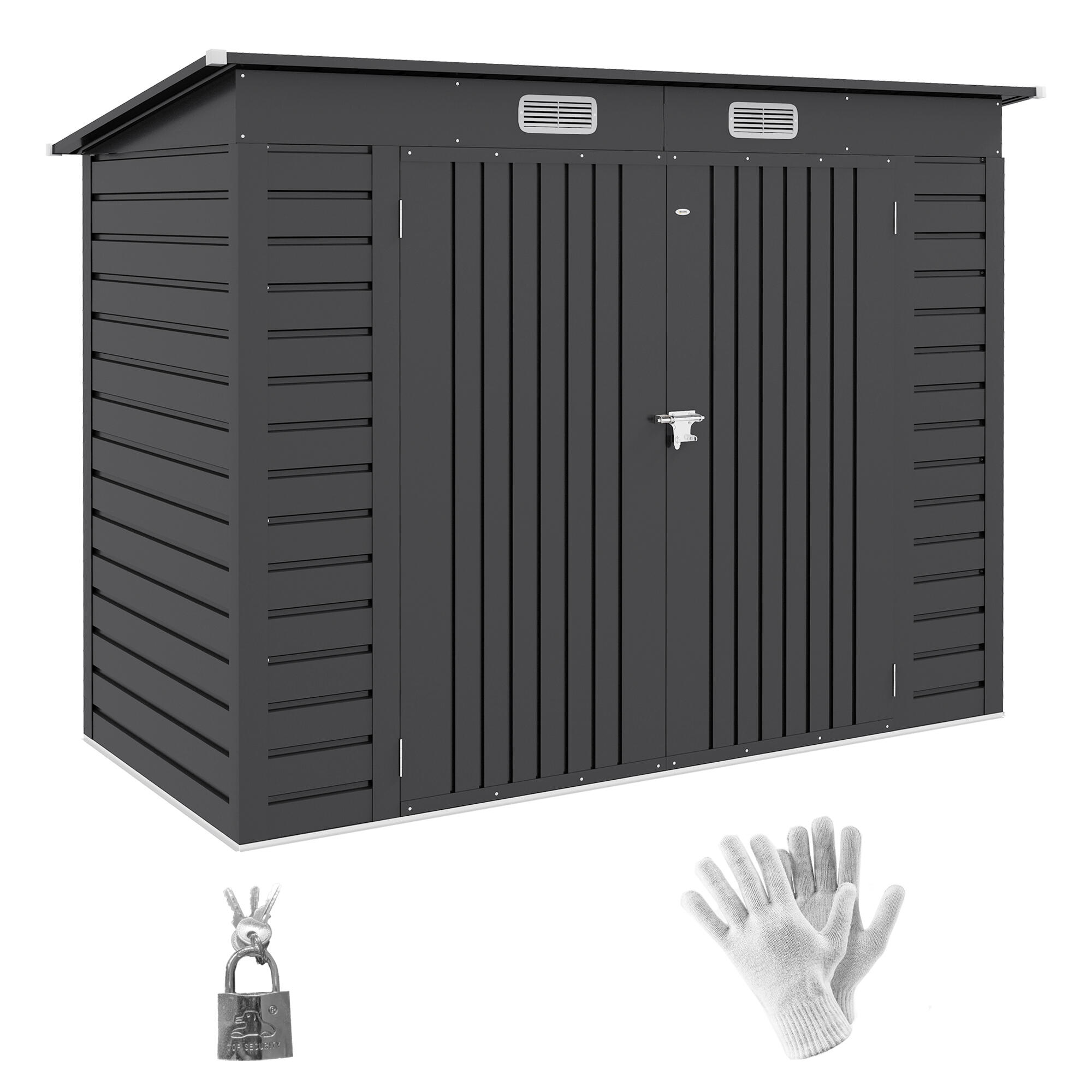 Abrigo de exterior 249x121x166/183 cm cinzento outsunny