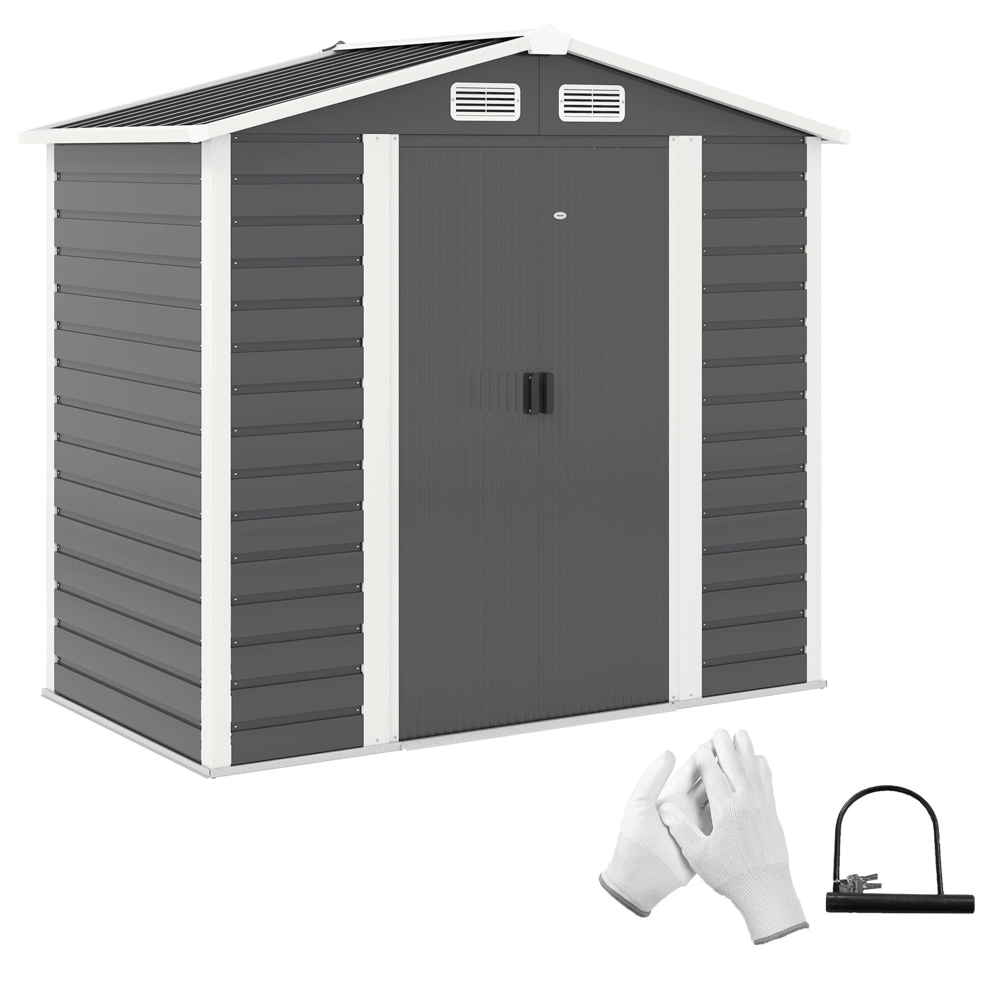 Abrigo de jardim 213x120x166/194 cm cinzento outsunny