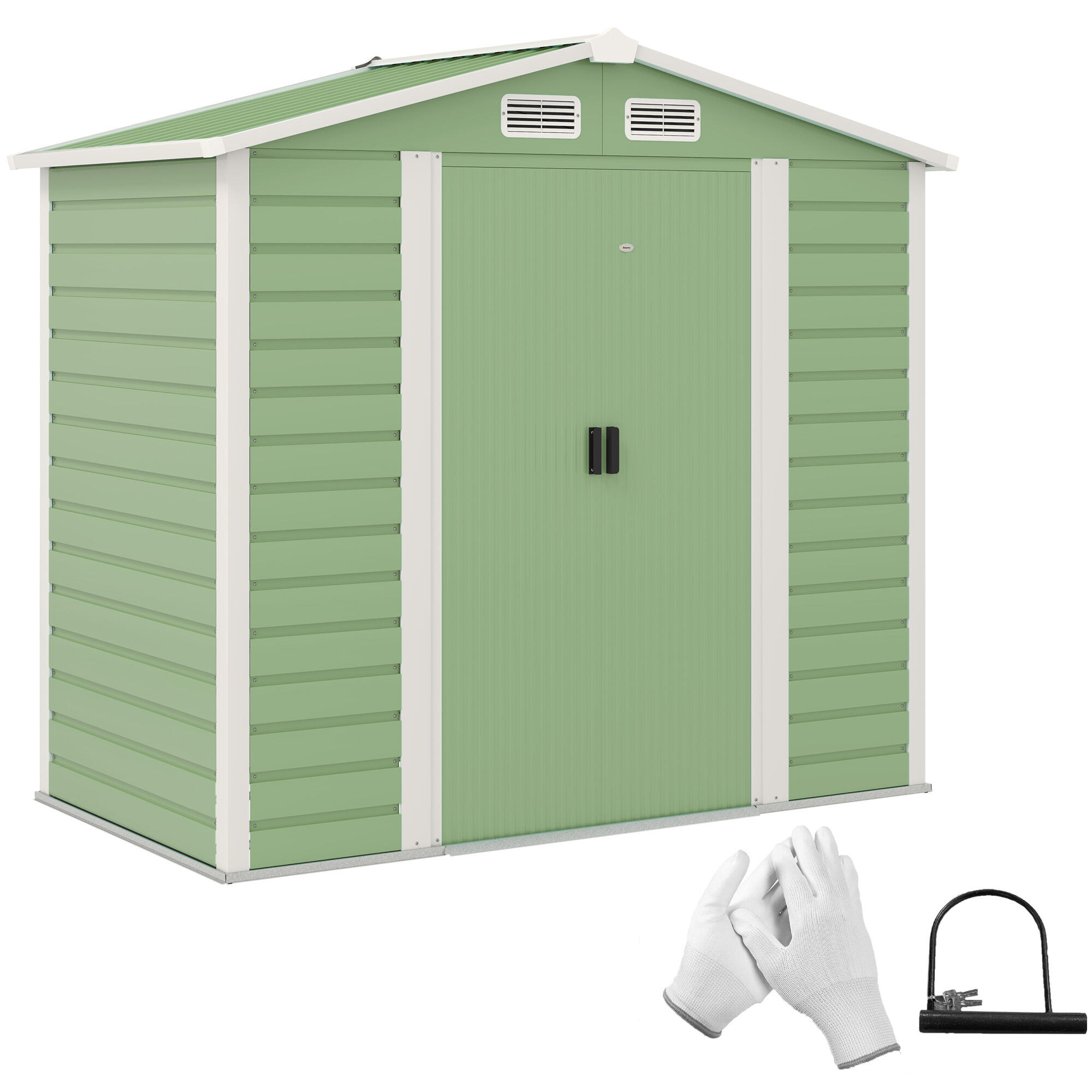 Abrigo de jardim 213x120x166/194 cm verde outsunny