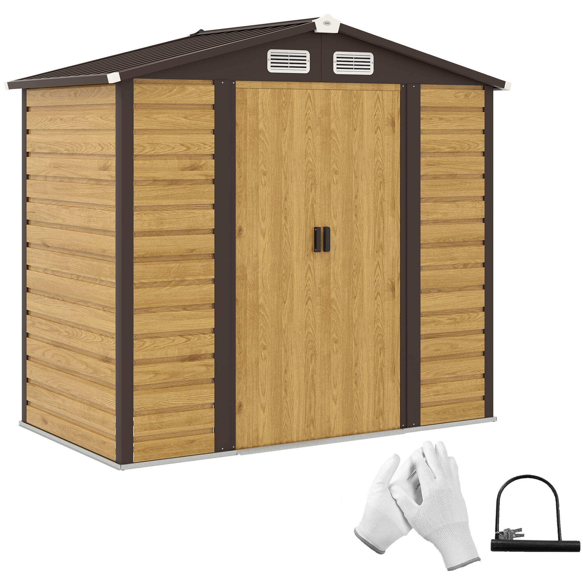 Abrigo de jardim 213x120x166/194 cm madeira e marrom outsunny