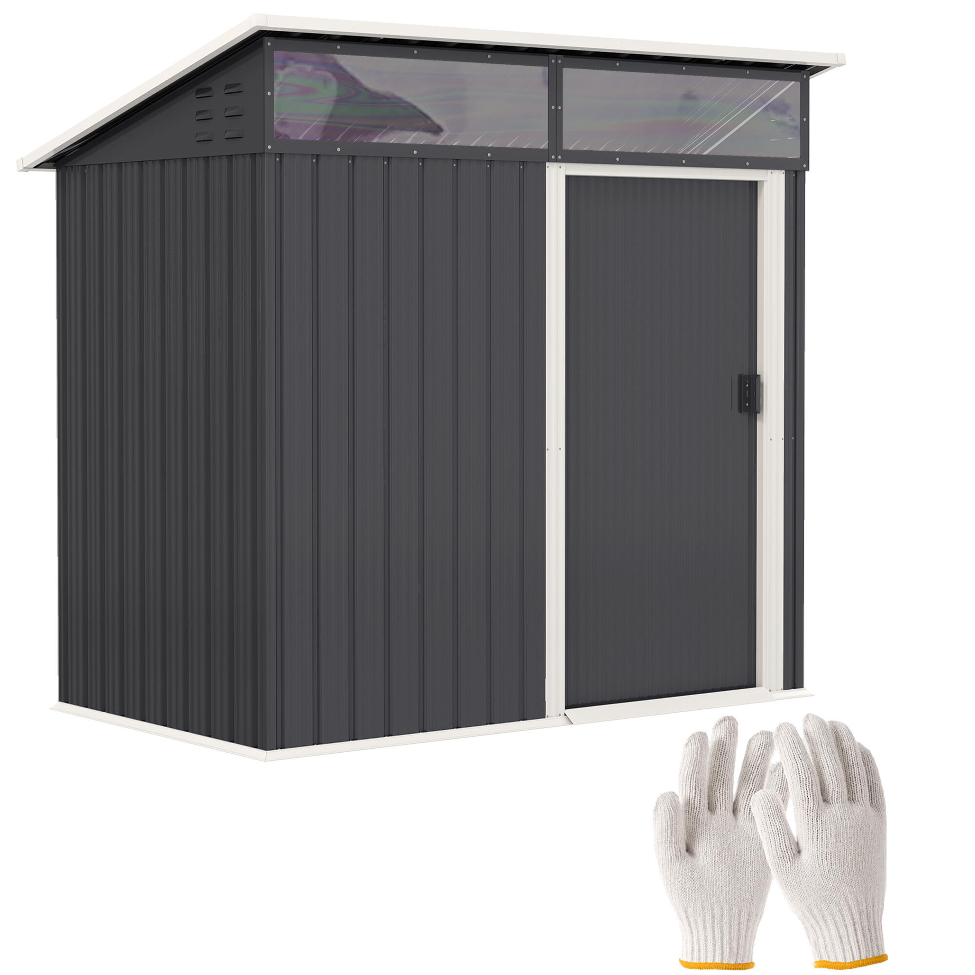 Abrigo de armazenamento 195x122x159-1,82 m cinza escuro/cinza de carvão outsunny
