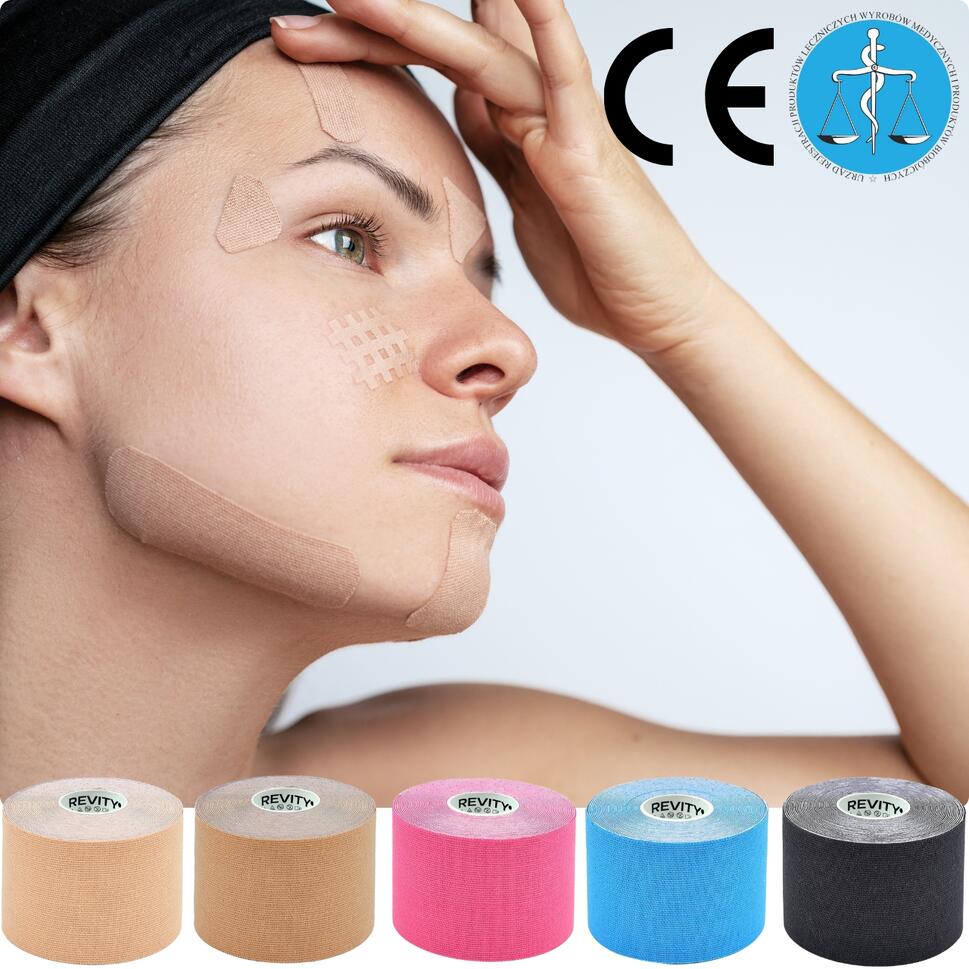 Taśma kinezjologiczna do twarzy i biustu 5m kinesio tape 1 szt. wyrób medyczny