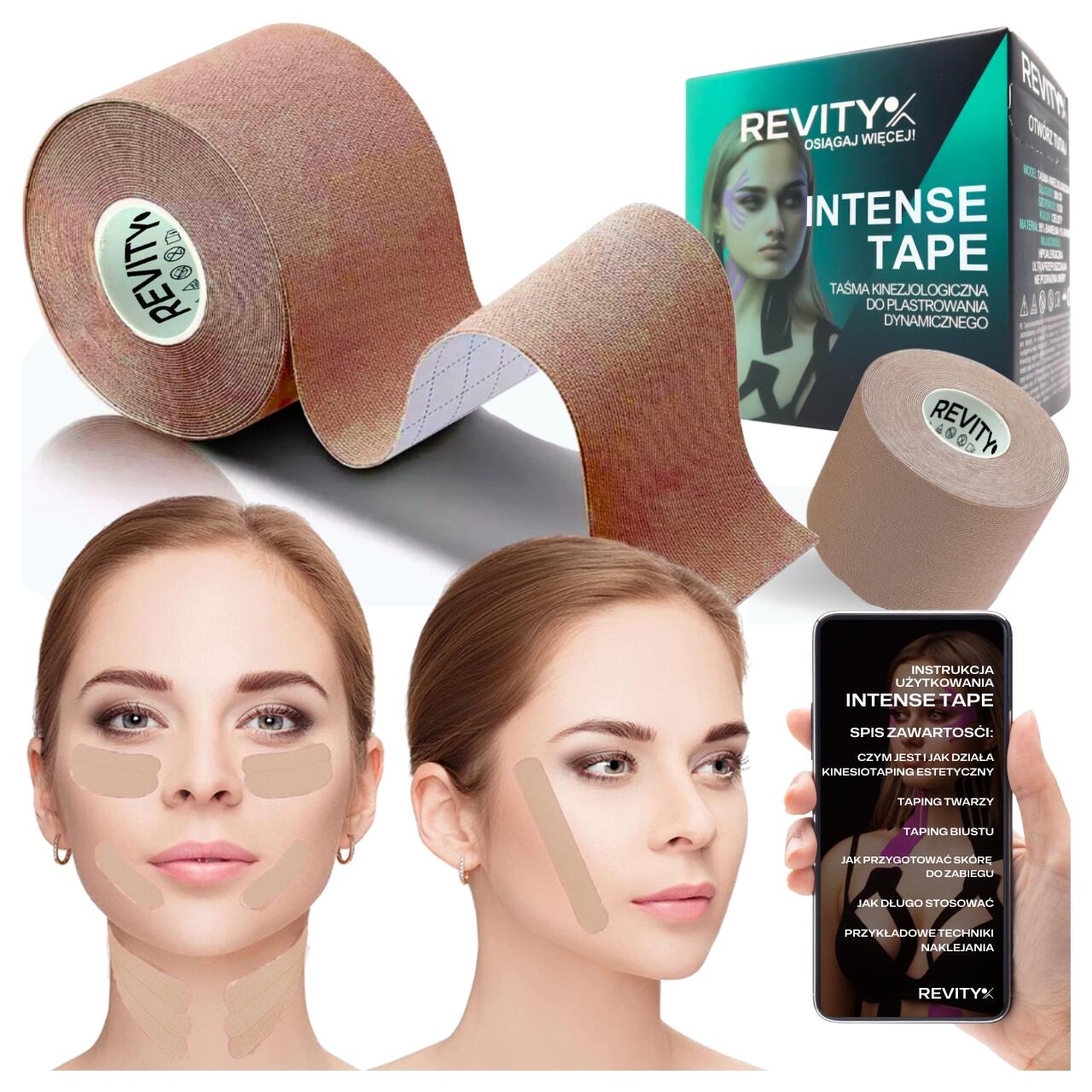 Taśma kinezjologiczna do twarzy i biustu 5m kinesio tape 1 szt. wyrób medyczny