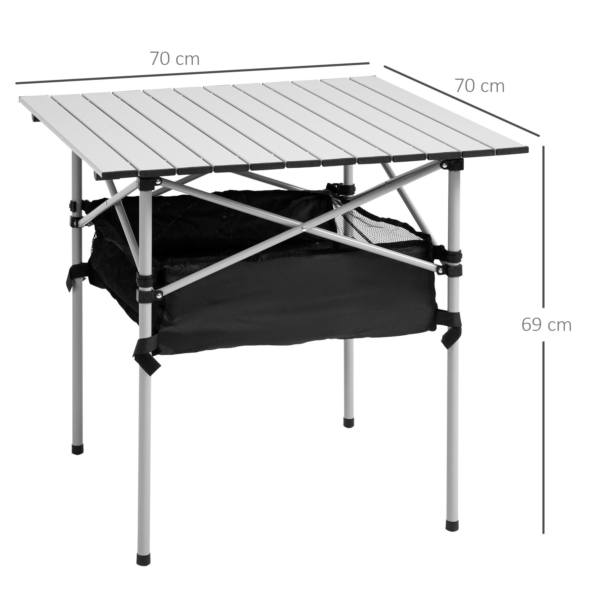 Mesa de Camping Outsunny 70x70x69 cm Plata 3/7