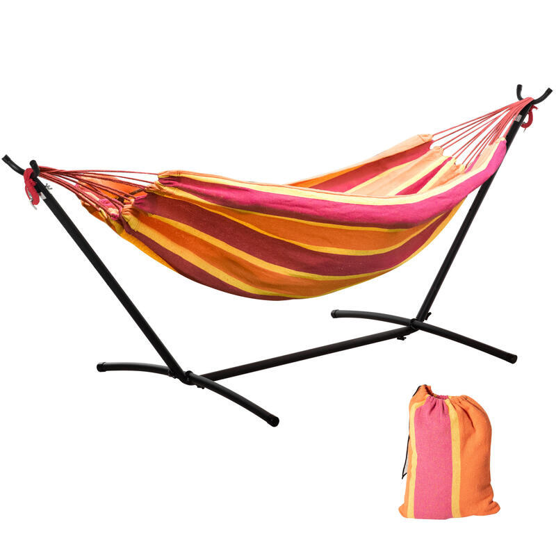 Hamaca Outsunny 310x117x105 cm Naranja y Rojo