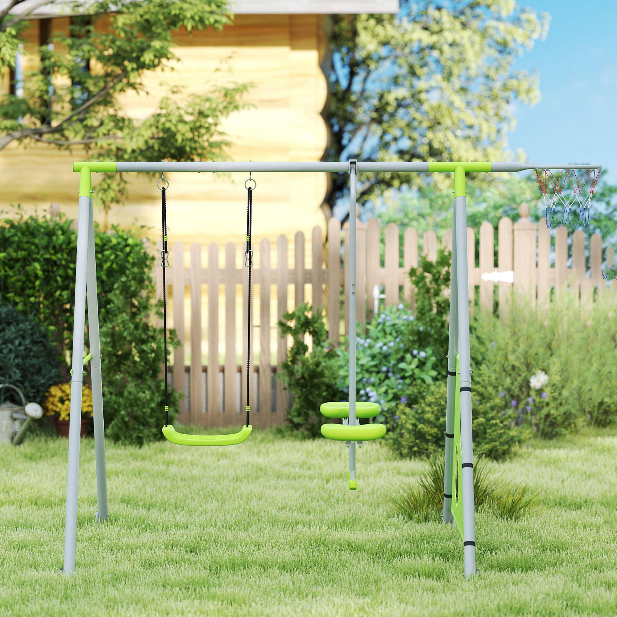 Columpio para Niños AIYAPLAY 215x180x182 cm Verde 2/8