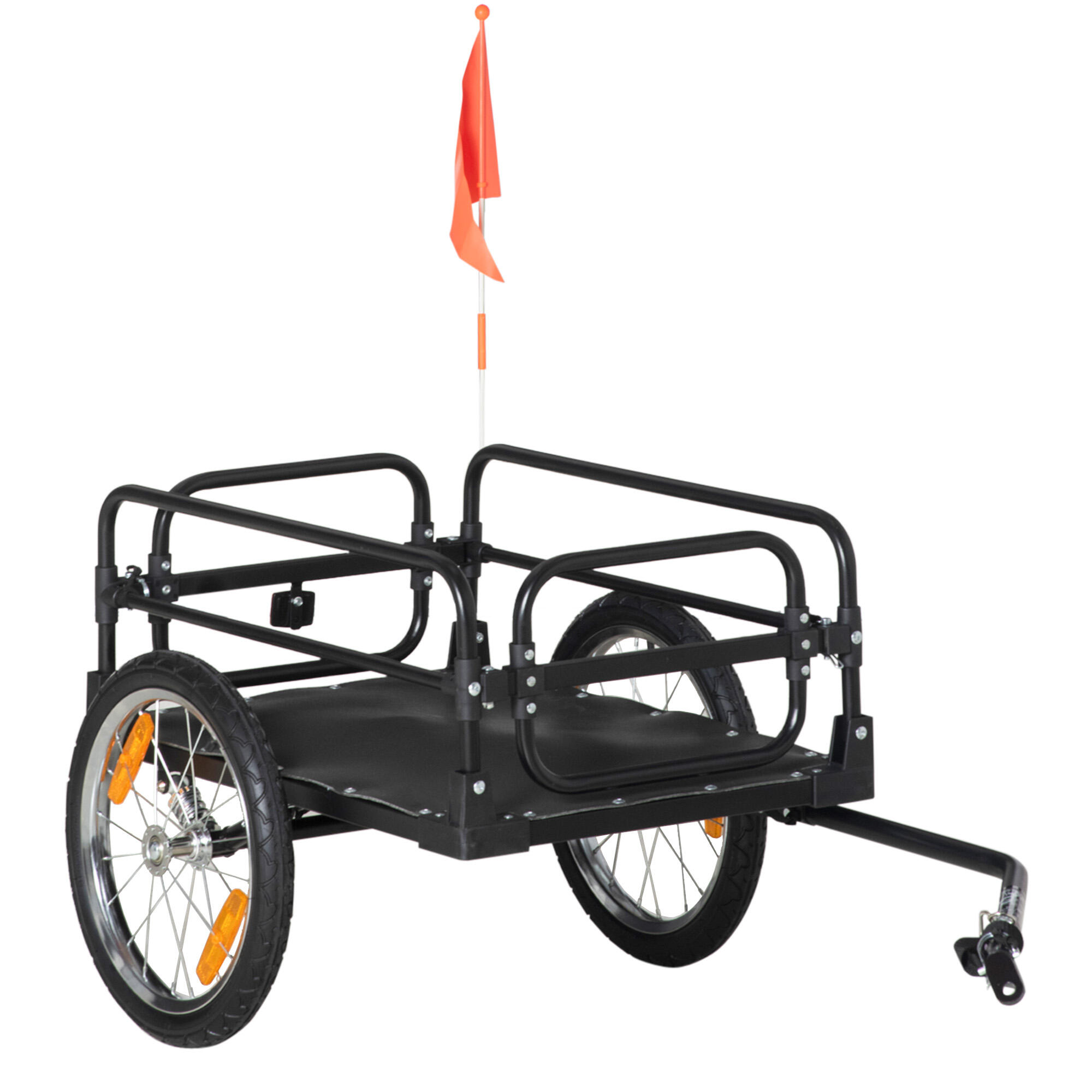 Reboque de carga para bicicleta 125x64x53,5 cm preto homcom