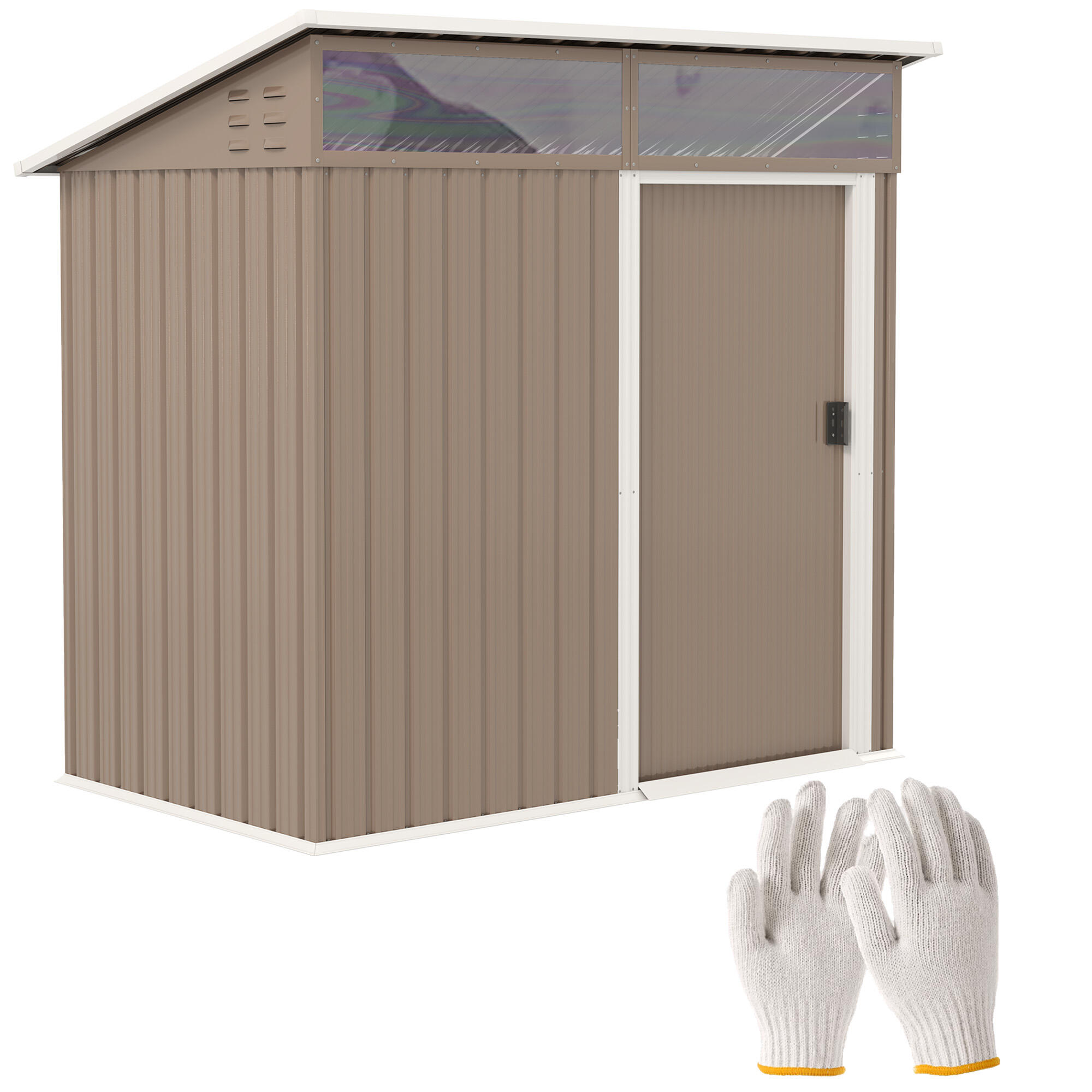 Abrigo de armazenamento 195x122x159-1,82 m marrom outsunny