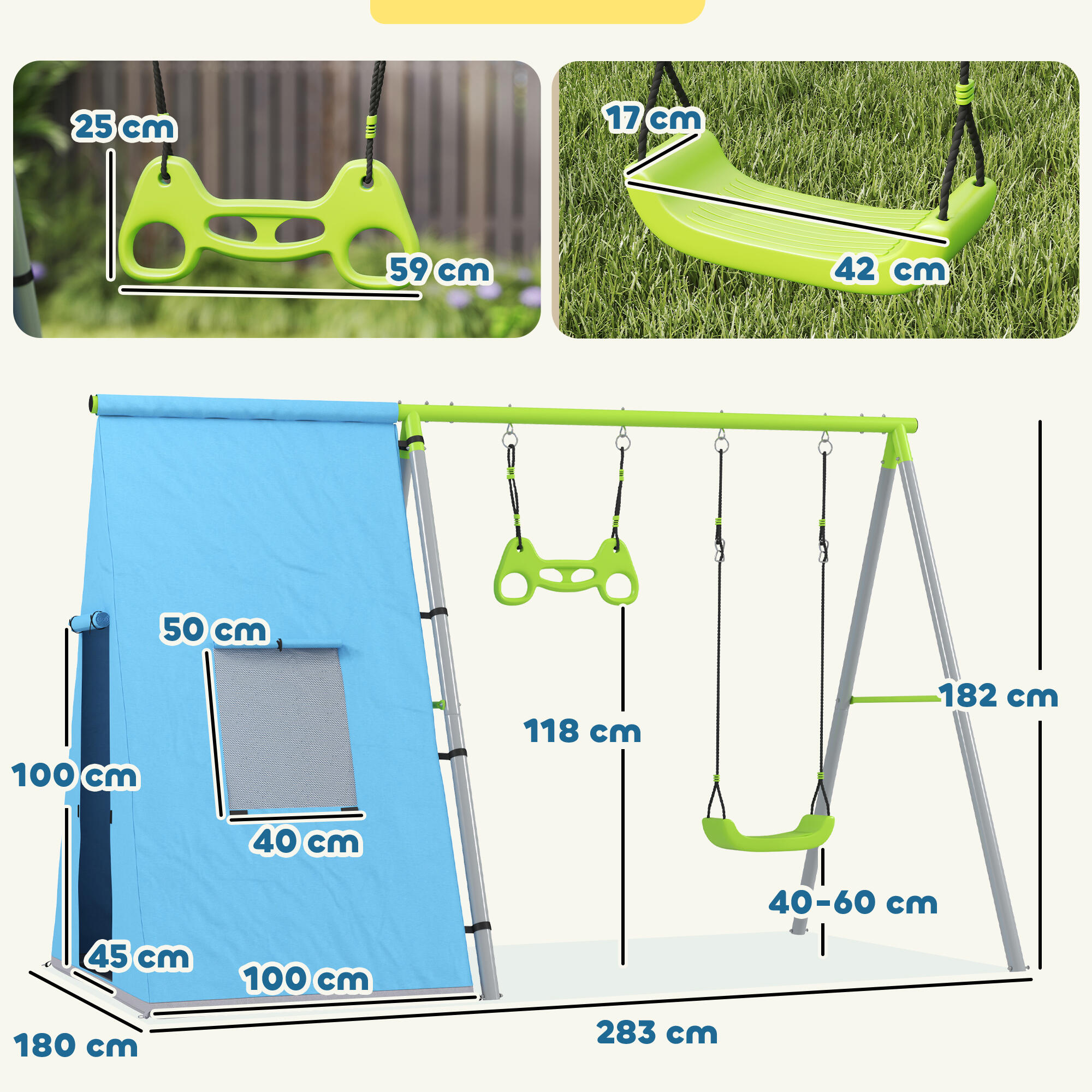 Conjunto de brincar para exterior 283x180x182 cm verde AIYAPLAY 3/7