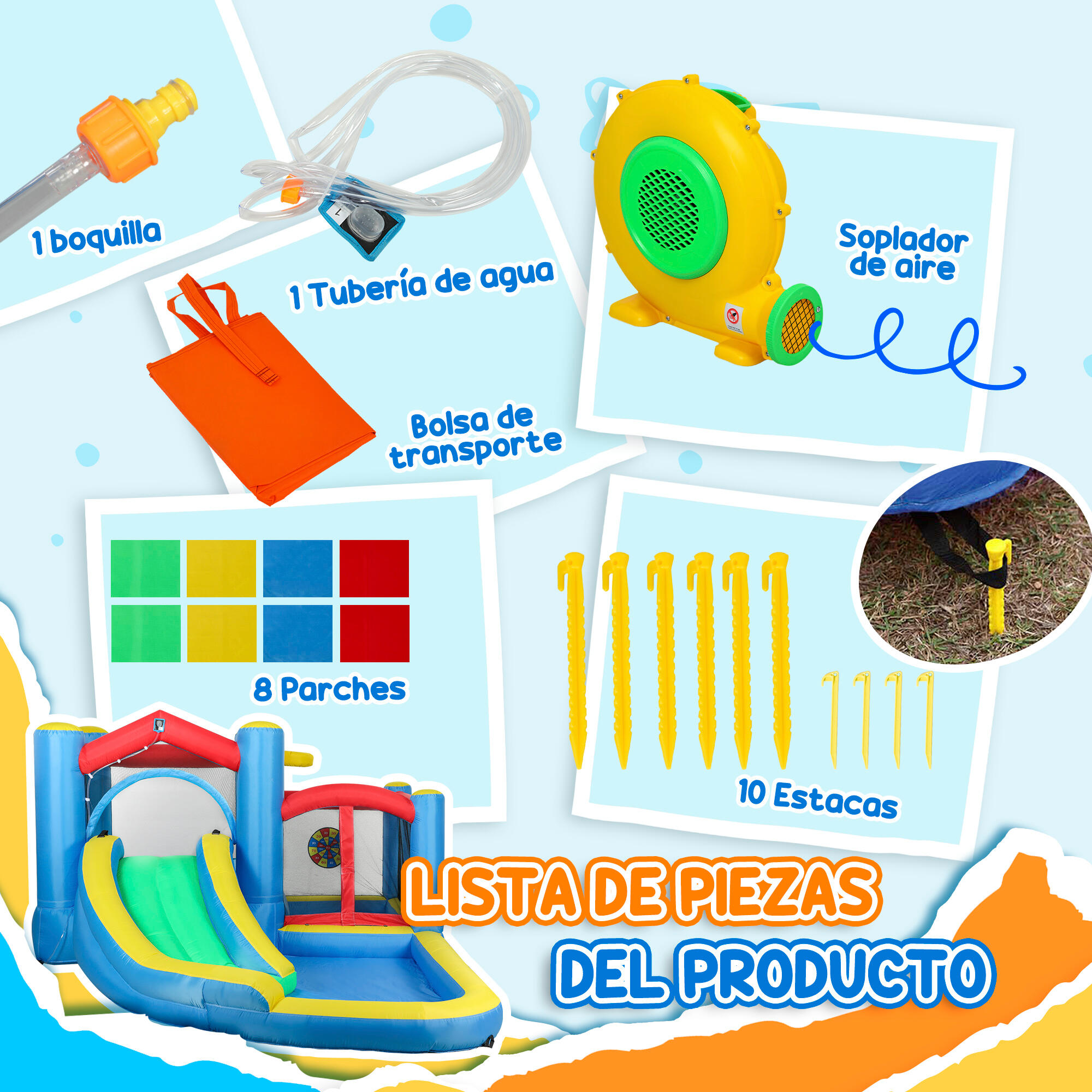 Castelo insuflável para crianças 385x290x180 cm multicor AIYAPLAY 5/7