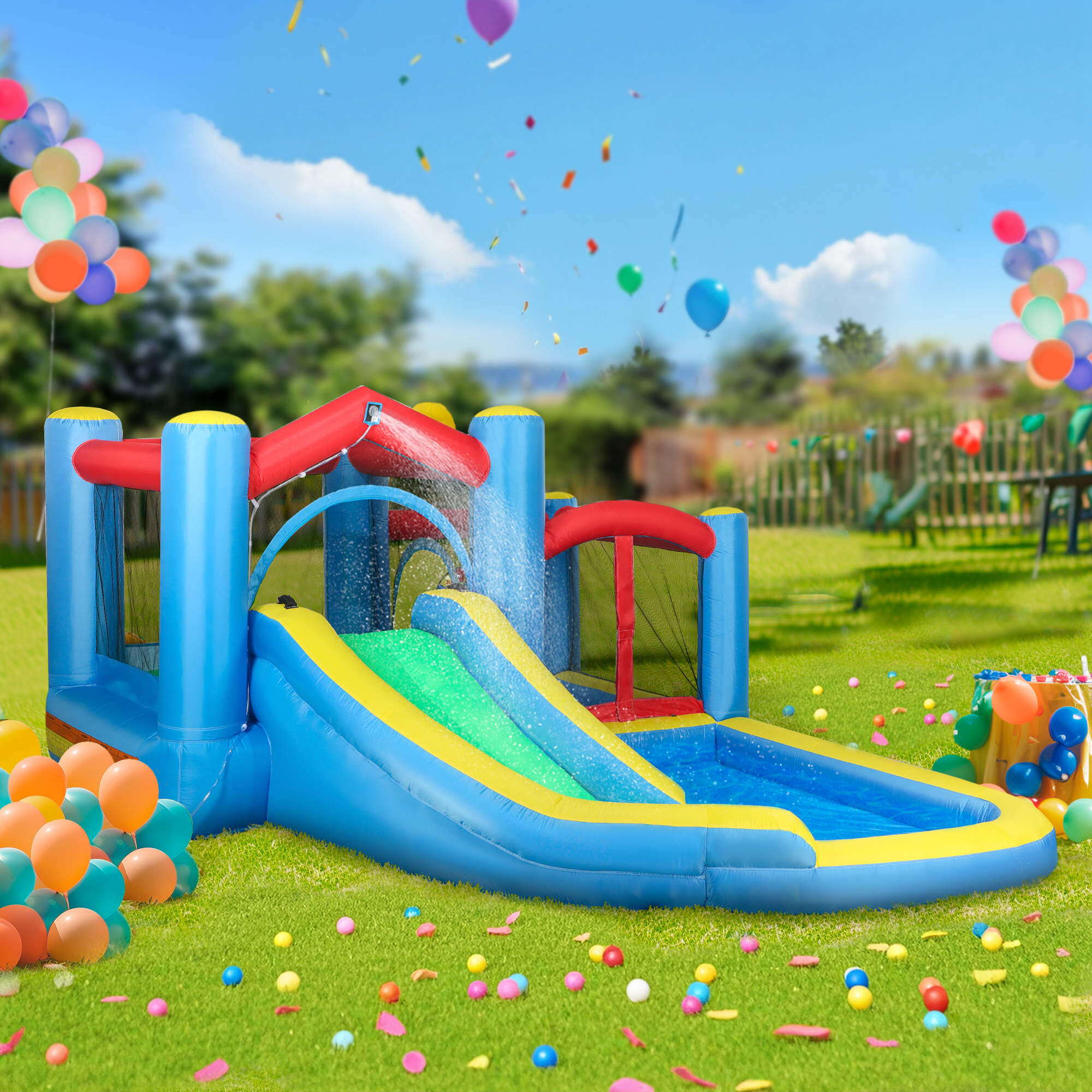 Castelo insuflável para crianças 385x290x180 cm multicor AIYAPLAY 2/7