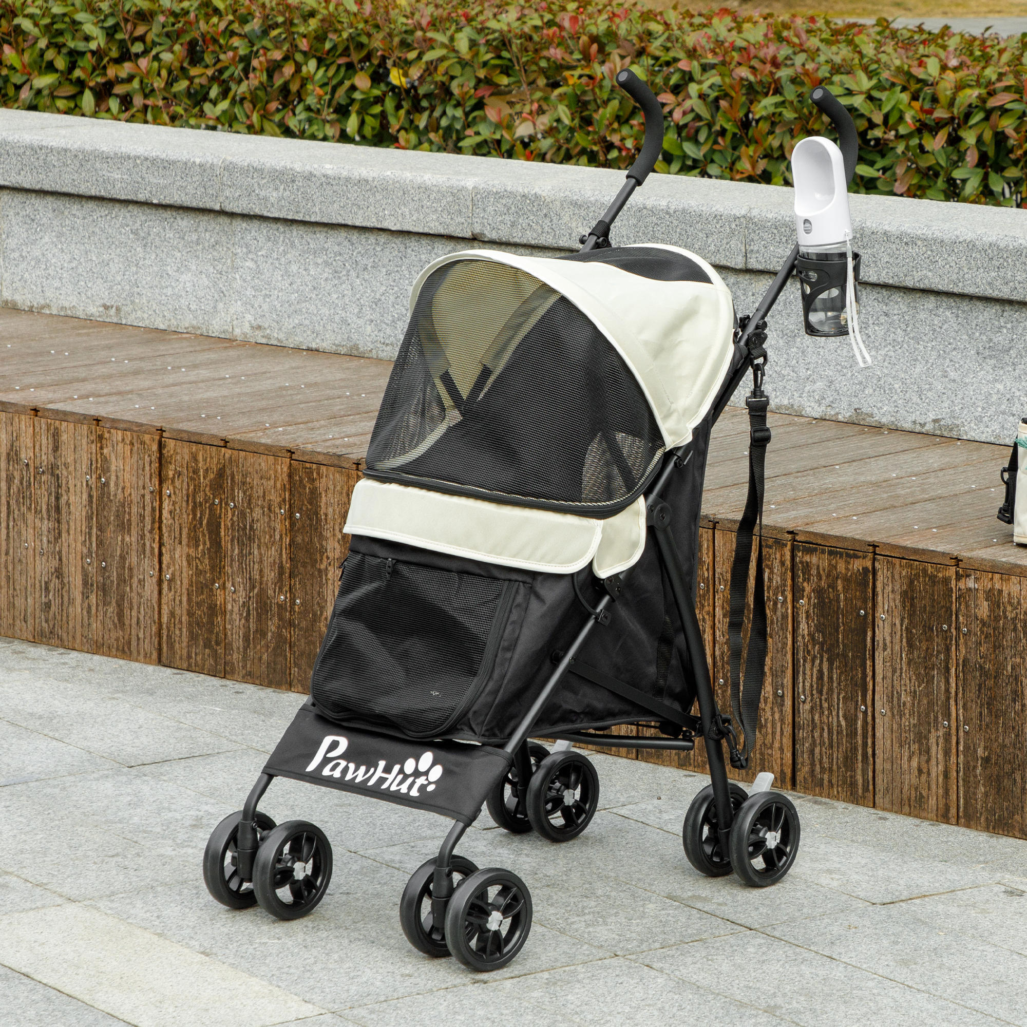 Cochecito para Perros PawHut 76x44x103 cm Crema 2/7