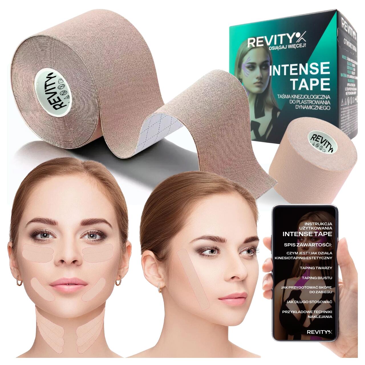 Taśma kinezjologiczna do twarzy i biustu 5m kinesio tape 1 szt. wyrób medyczny