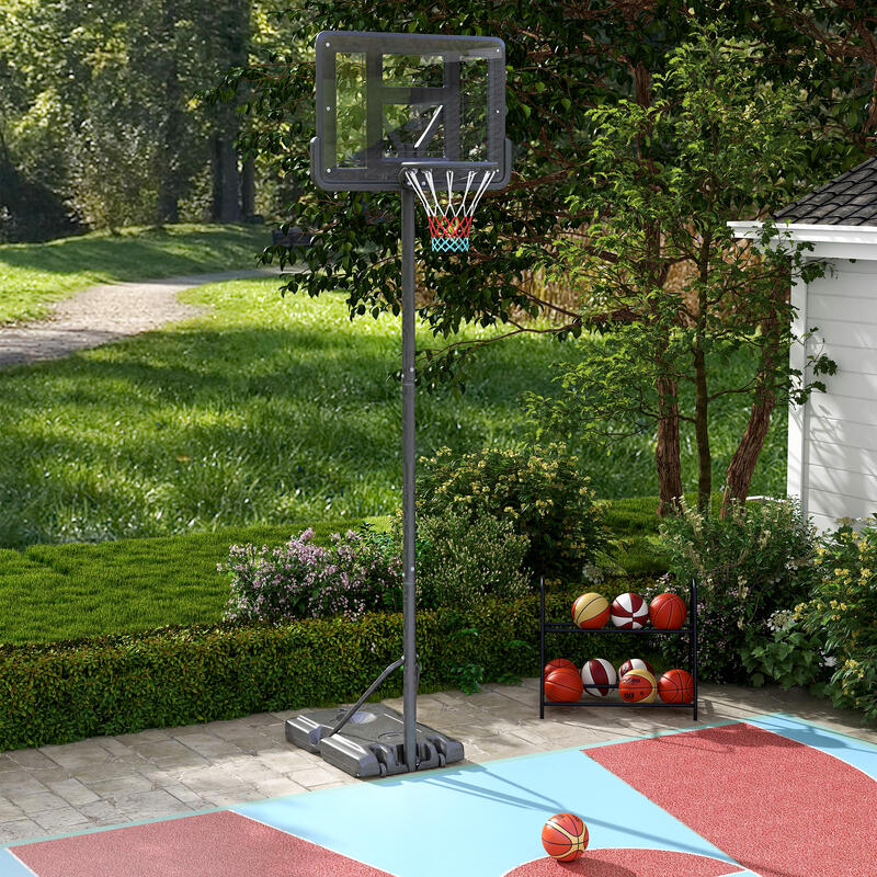 Tabela de basquetebol 110x75x195-370 cm preto SPORTNOW
