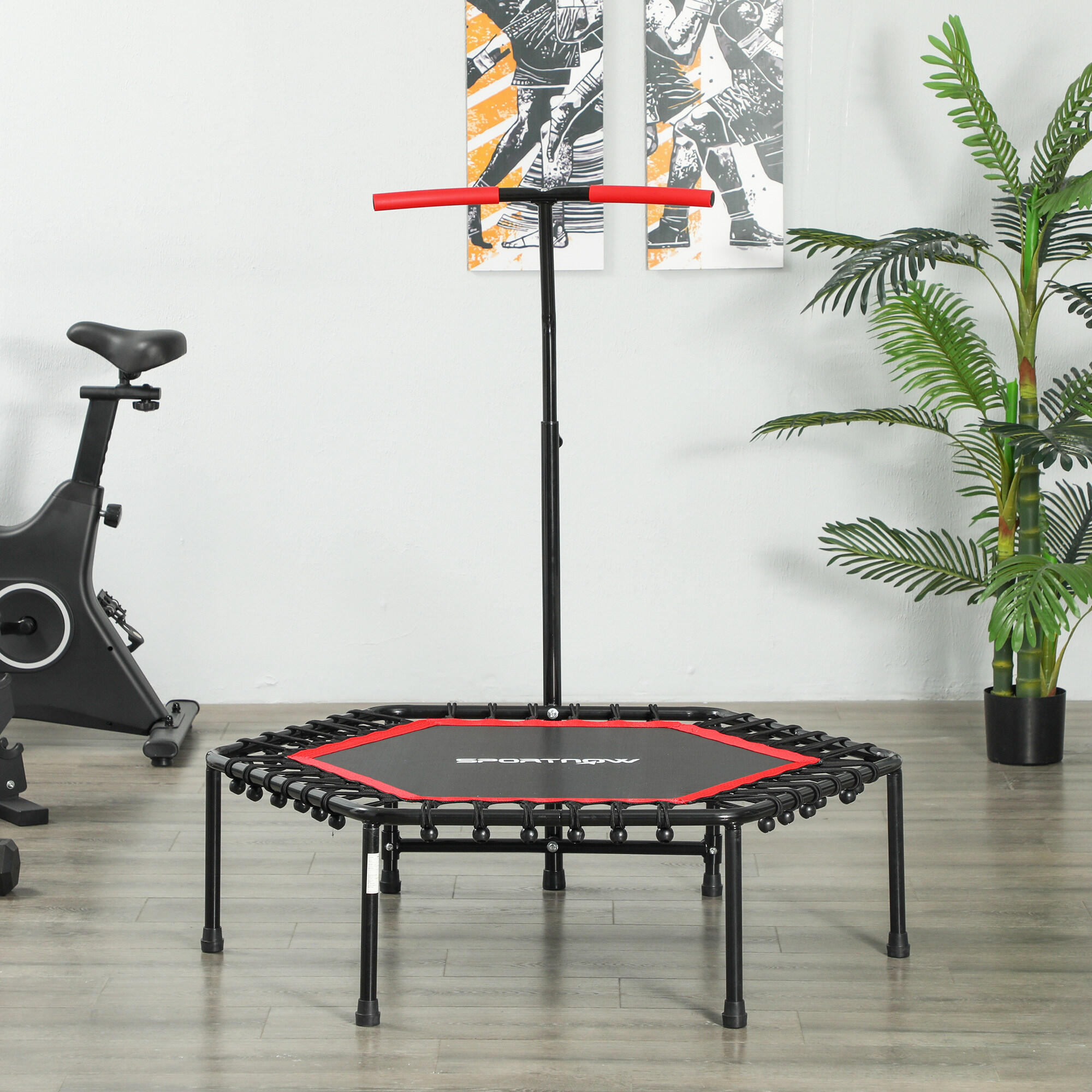 Trampolín de Fitness SPORTNOW 114x114x132 cm Rojo 2/7