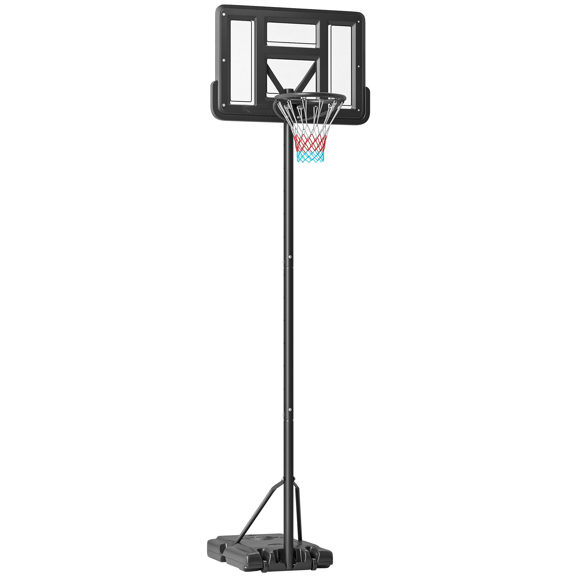 Tabela de basquetebol 110x75x195-370 cm preto SPORTNOW