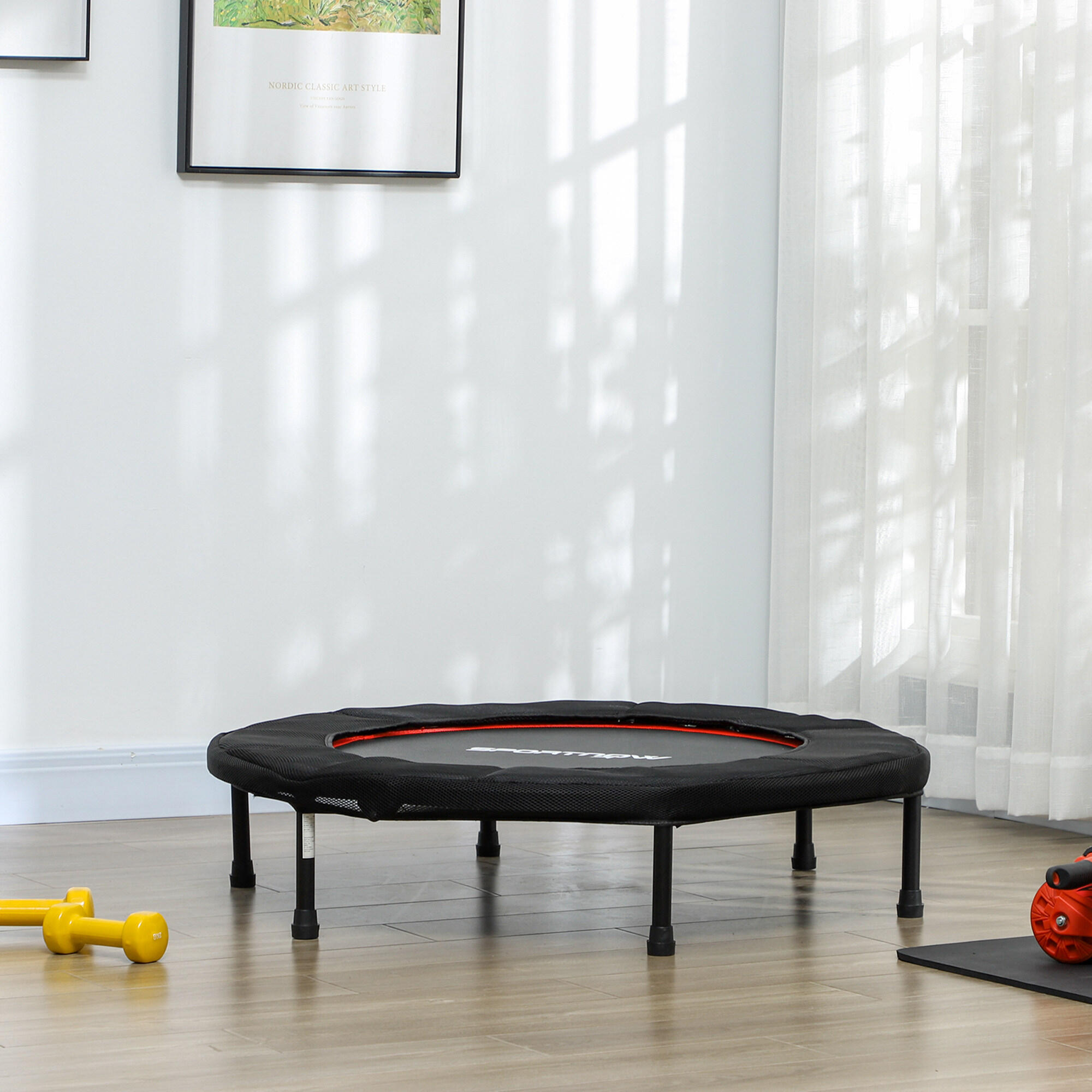 Trampolín de Ftness SPORTNOW 102x102x22 cm Negro y Rojo 2/7