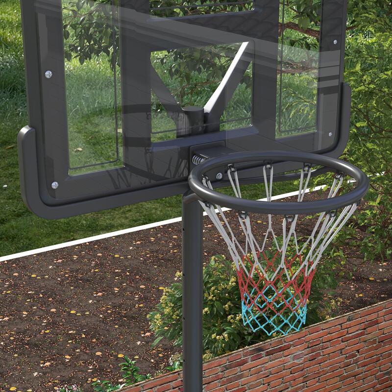 Tabela de basquetebol 110x75x195-370 cm preto SPORTNOW