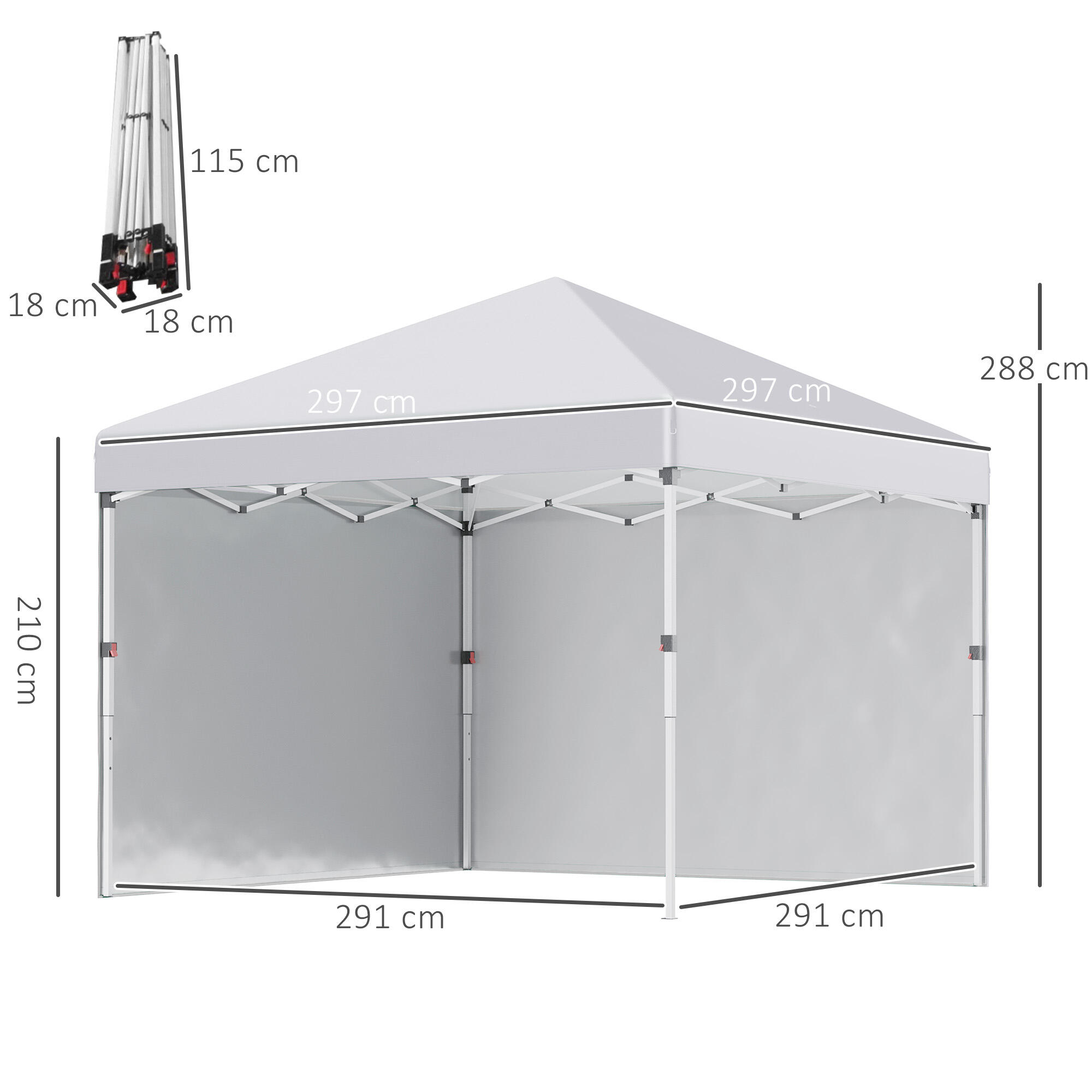 Carpa eventos deportivos Outsunny 297x297x288 cm Blanco 3/7