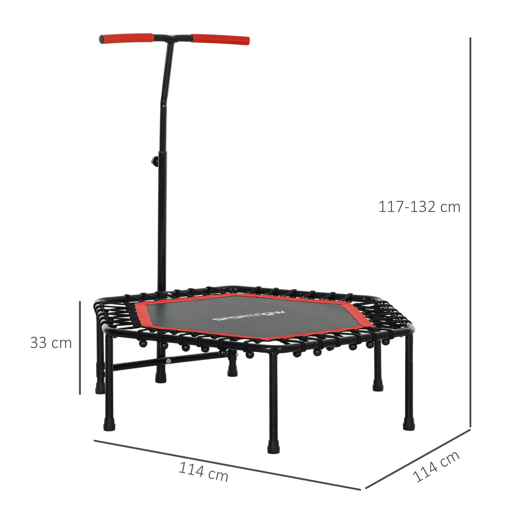 Trampolín de Fitness SPORTNOW 114x114x132 cm Rojo 3/7