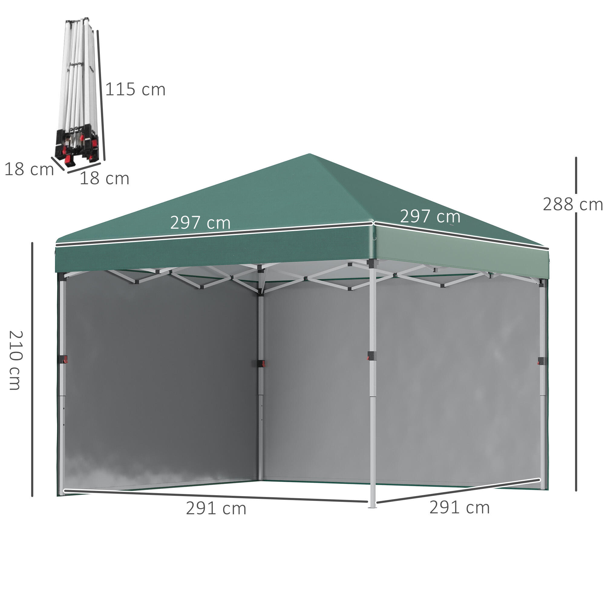 Tenda dobrável 297x297x288 cm verde Outsunny 3/7
