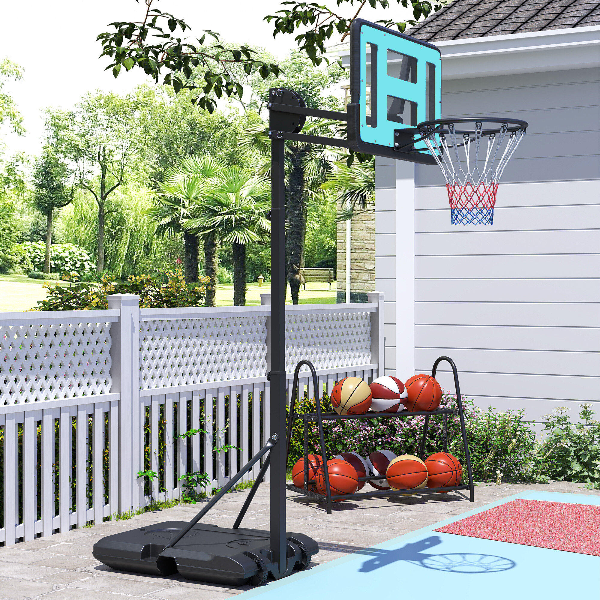 Tabela de basquetebol 71x45x146-236 cm preto SPORTNOW 5/7