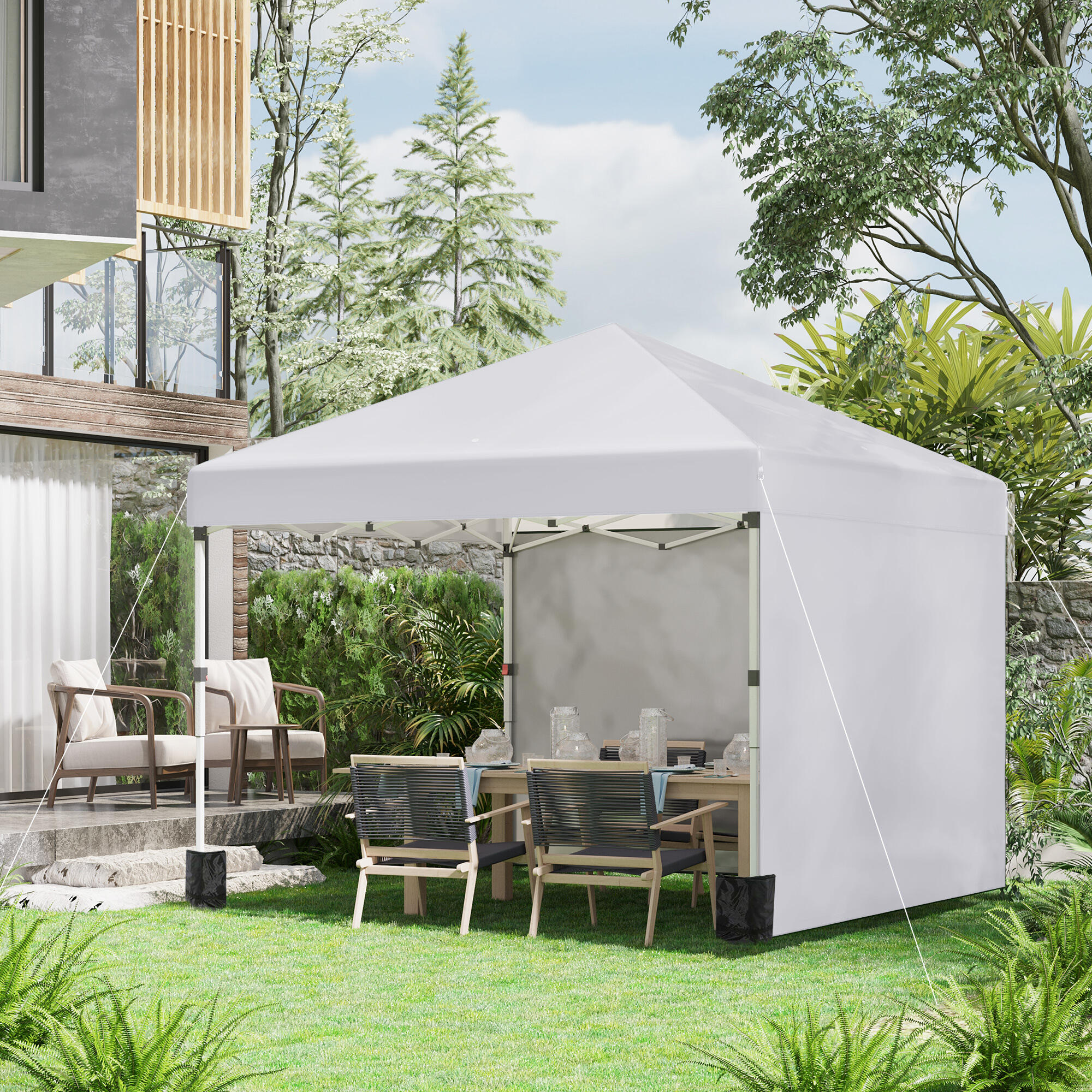 Carpa eventos deportivos Outsunny 297x297x288 cm Blanco 2/7