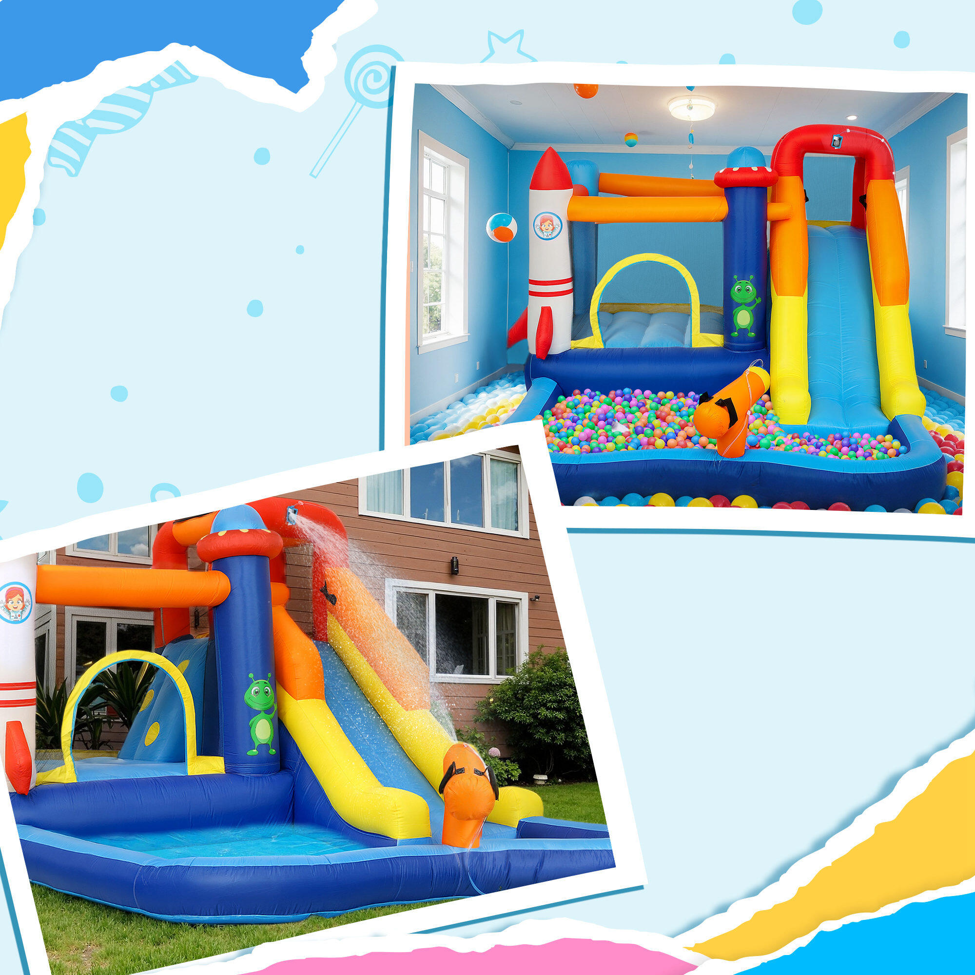 Castelo insuflável 360x250x195 cm multicor AIYAPLAY 4/7