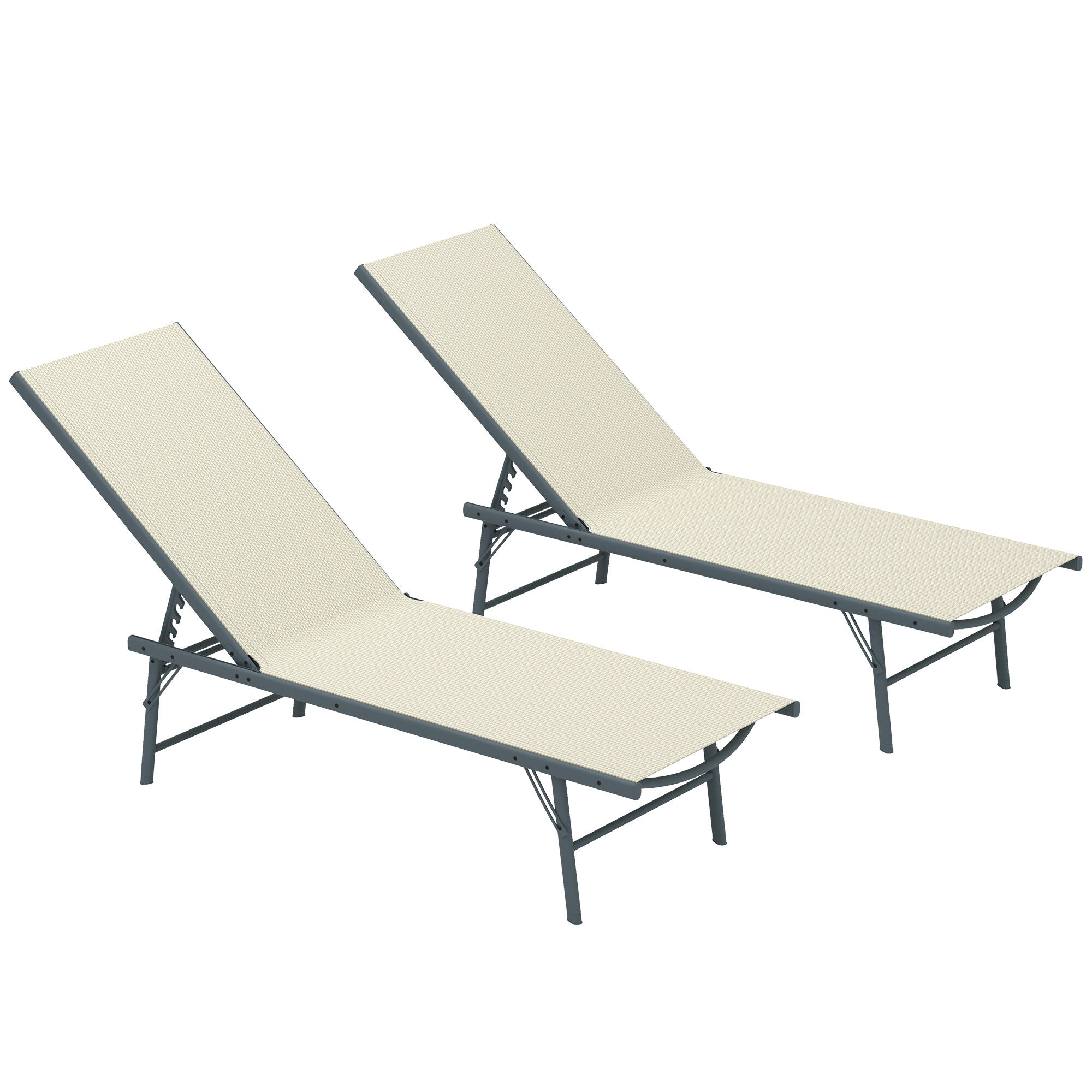 Conjunto de espreguiçadeiras 54x164x84 cm creme branco Outsunny