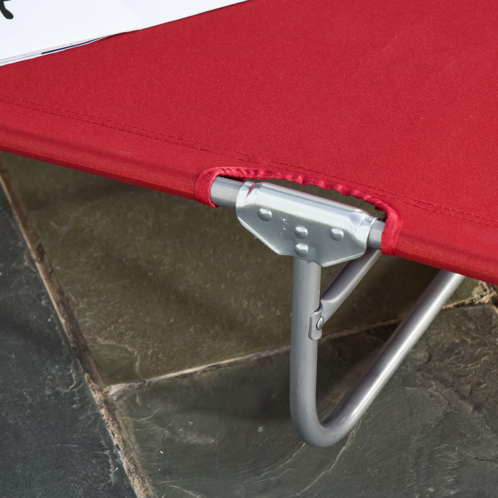 Tumbona Plegable Outsunny 180x55x24 cm Rojo Vino 5/7