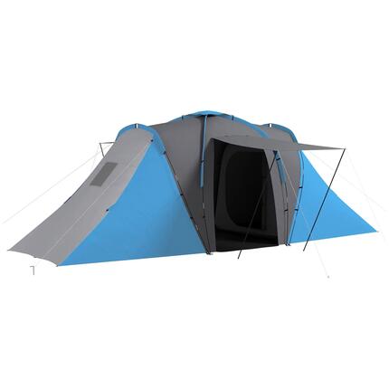 Tente 4 personnes 2 chambres imperméable 2000 mm 555x225x190 cm grise bleue