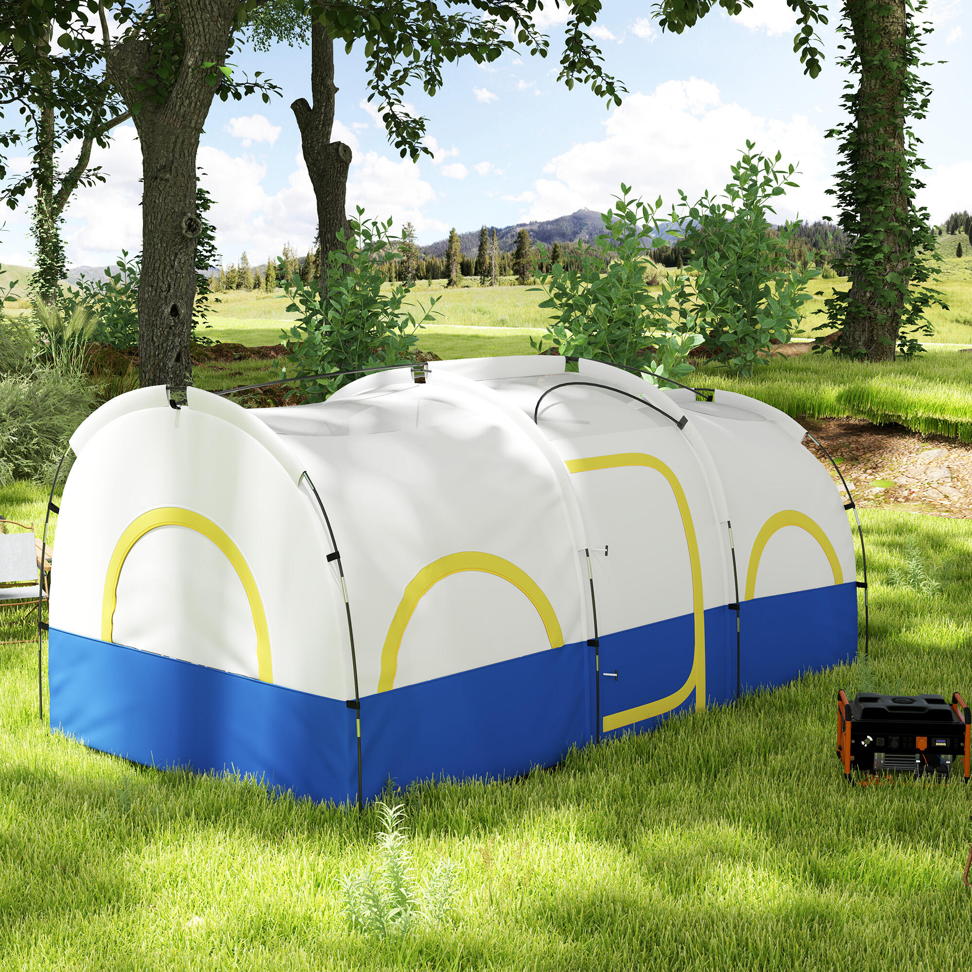 Tenda campismo 435x251x195 cm azul Outsunny 5/7