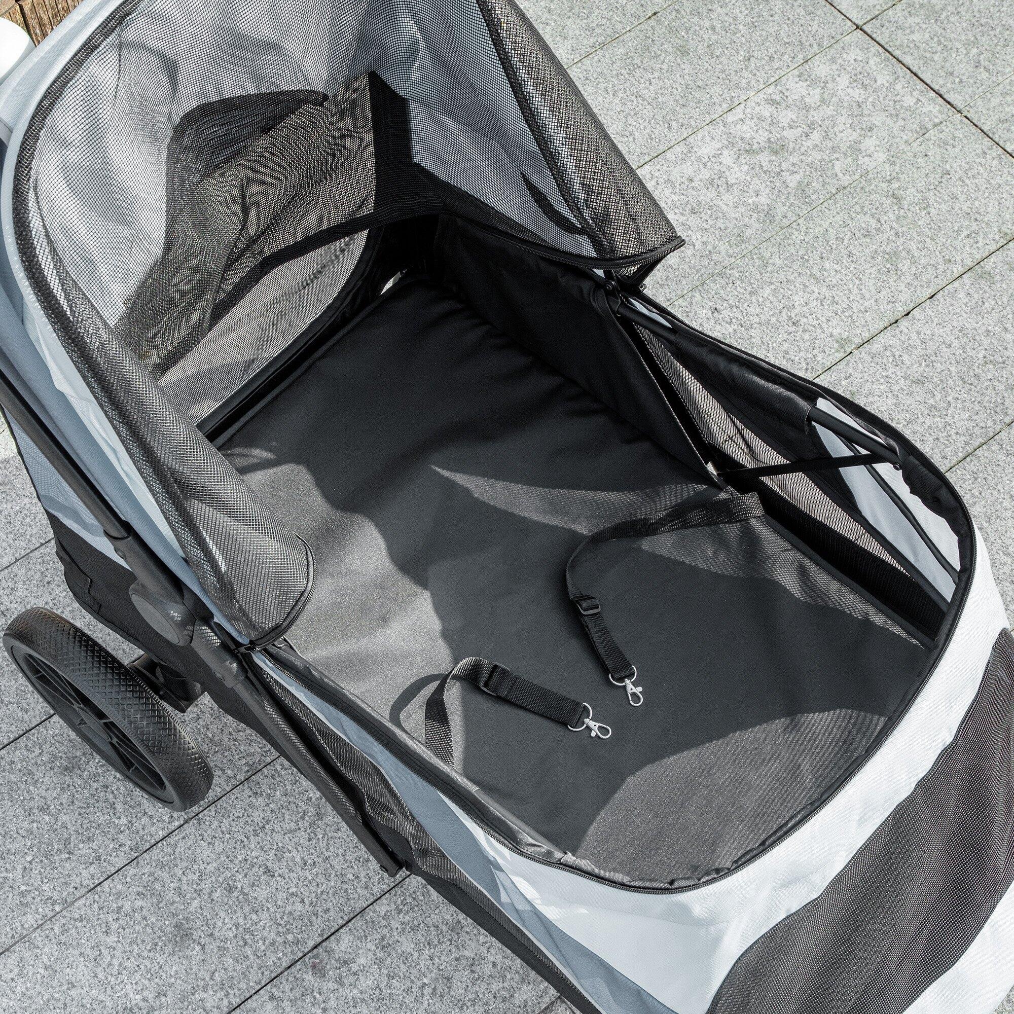 Cochecito para Perros PawHut 124x67x100 cm Gris 4/7