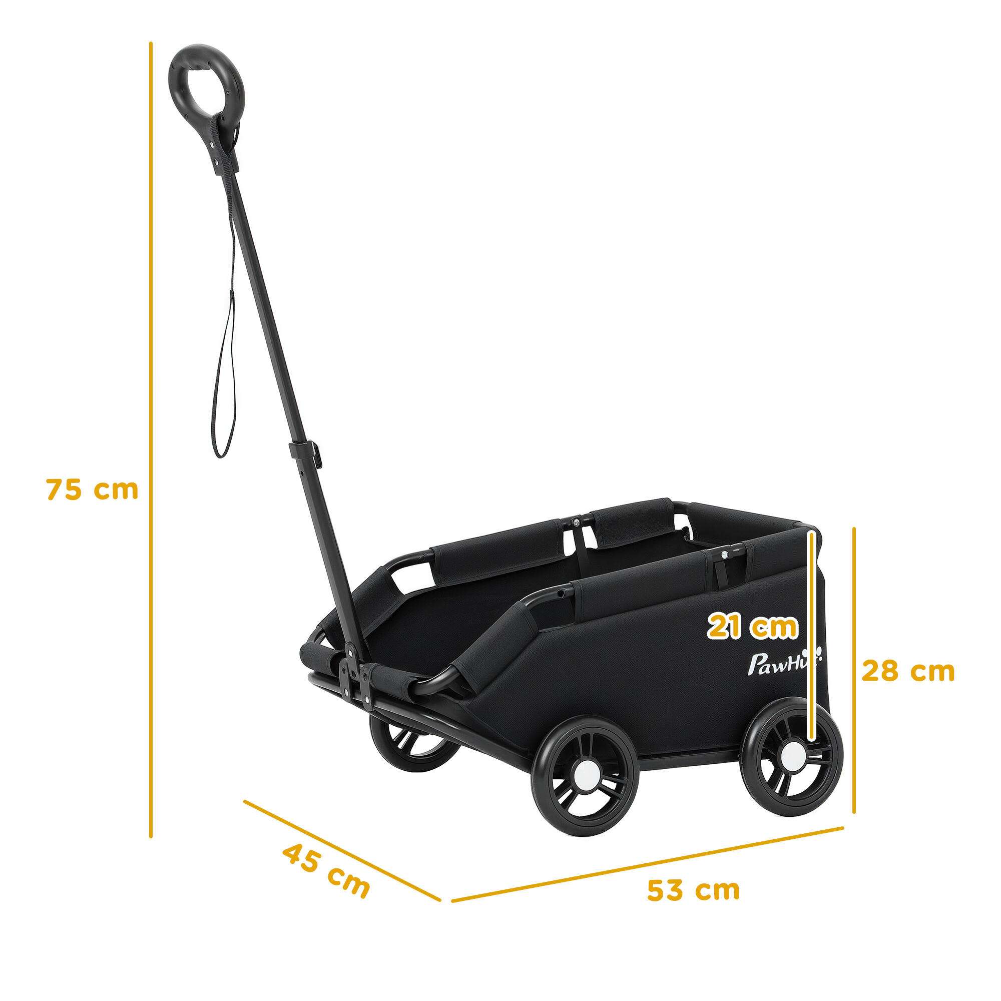 Cochecito para Perros PawHut 53x45x28 cm Negro 3/7