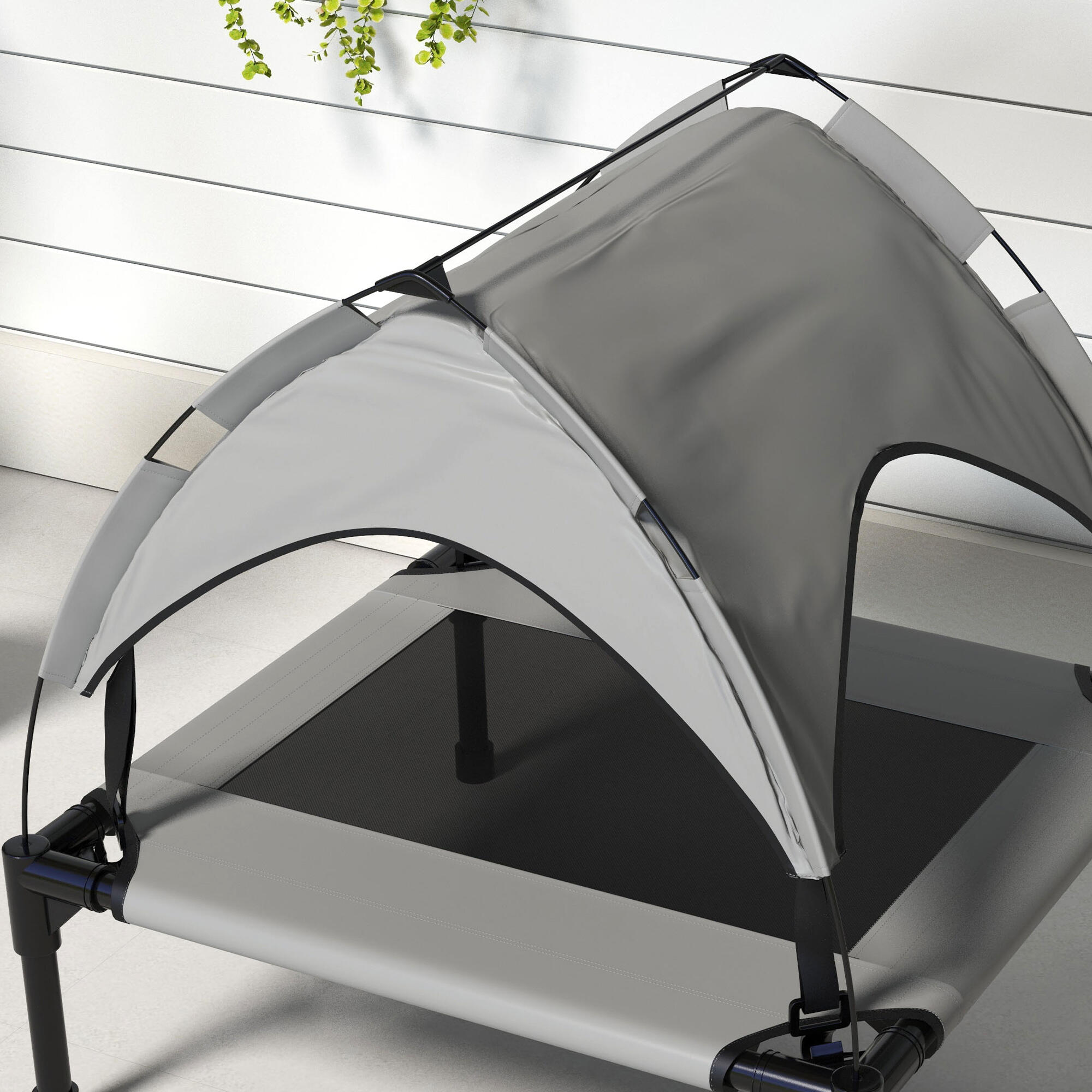 Cama Perros Elevada PawHut 76x61x69.5 cm Gris 4/7
