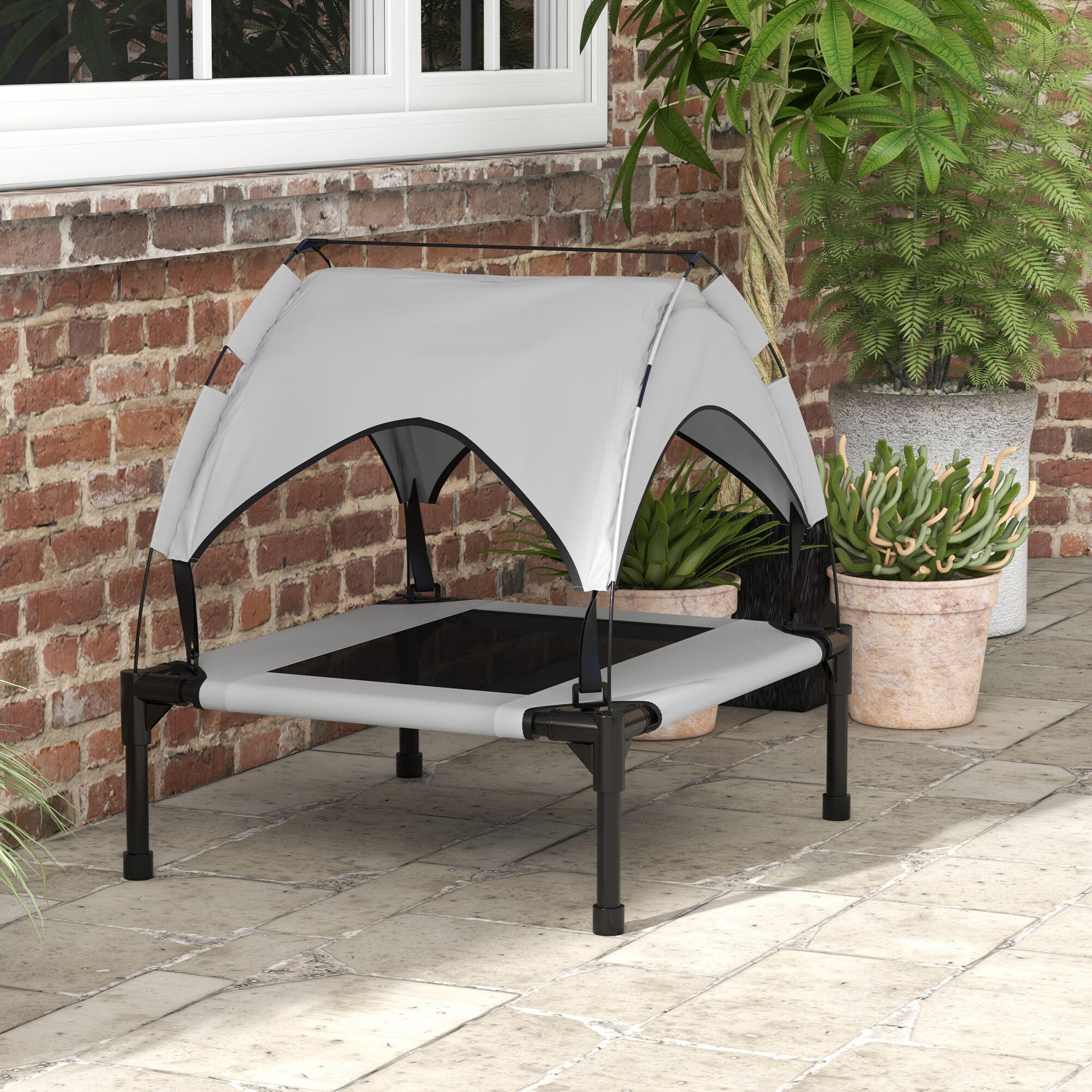 Cama Perros Elevada PawHut 76x61x69.5 cm Gris 5/7