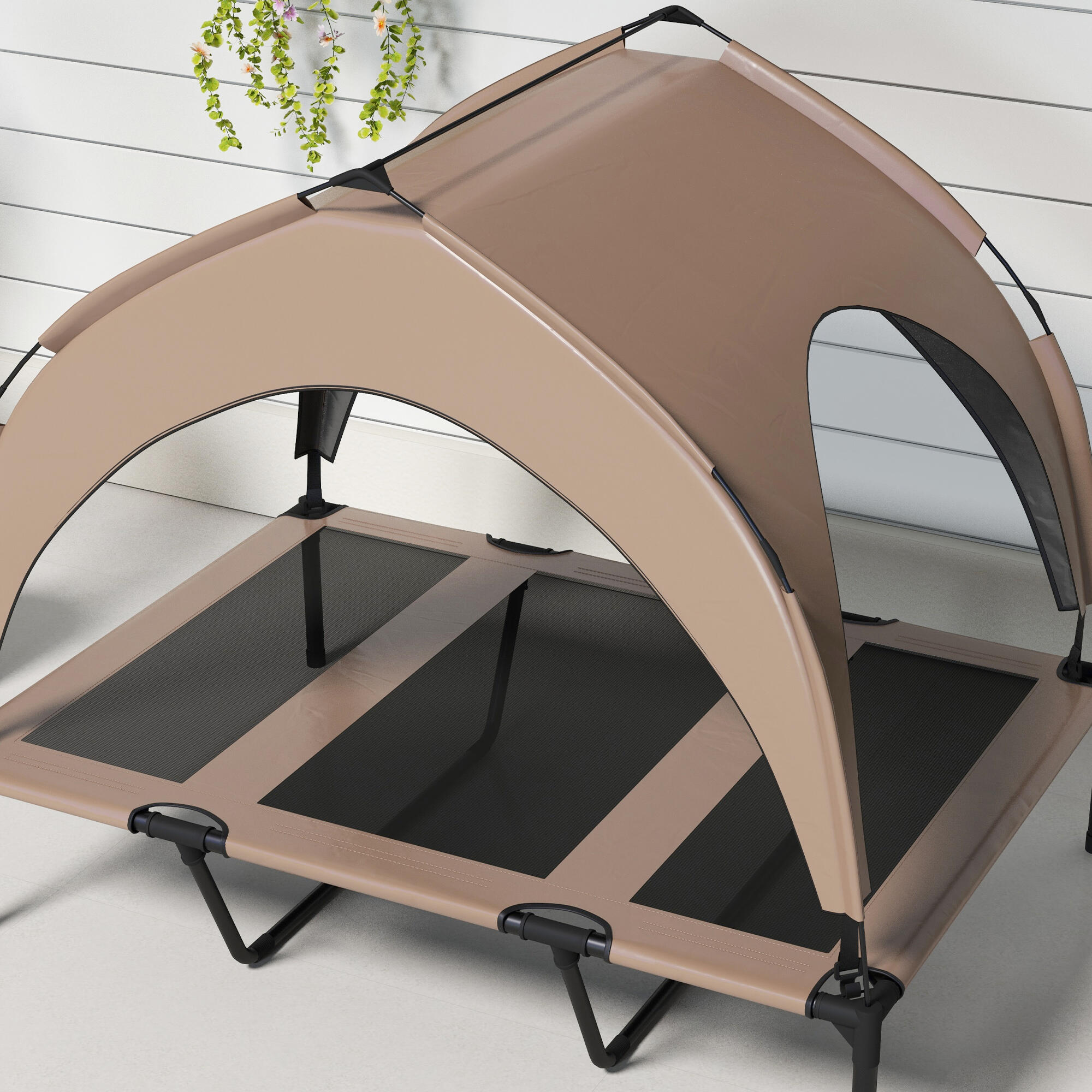 Cama Perros Elevada PawHut 106x76x94 cm Café 4/7