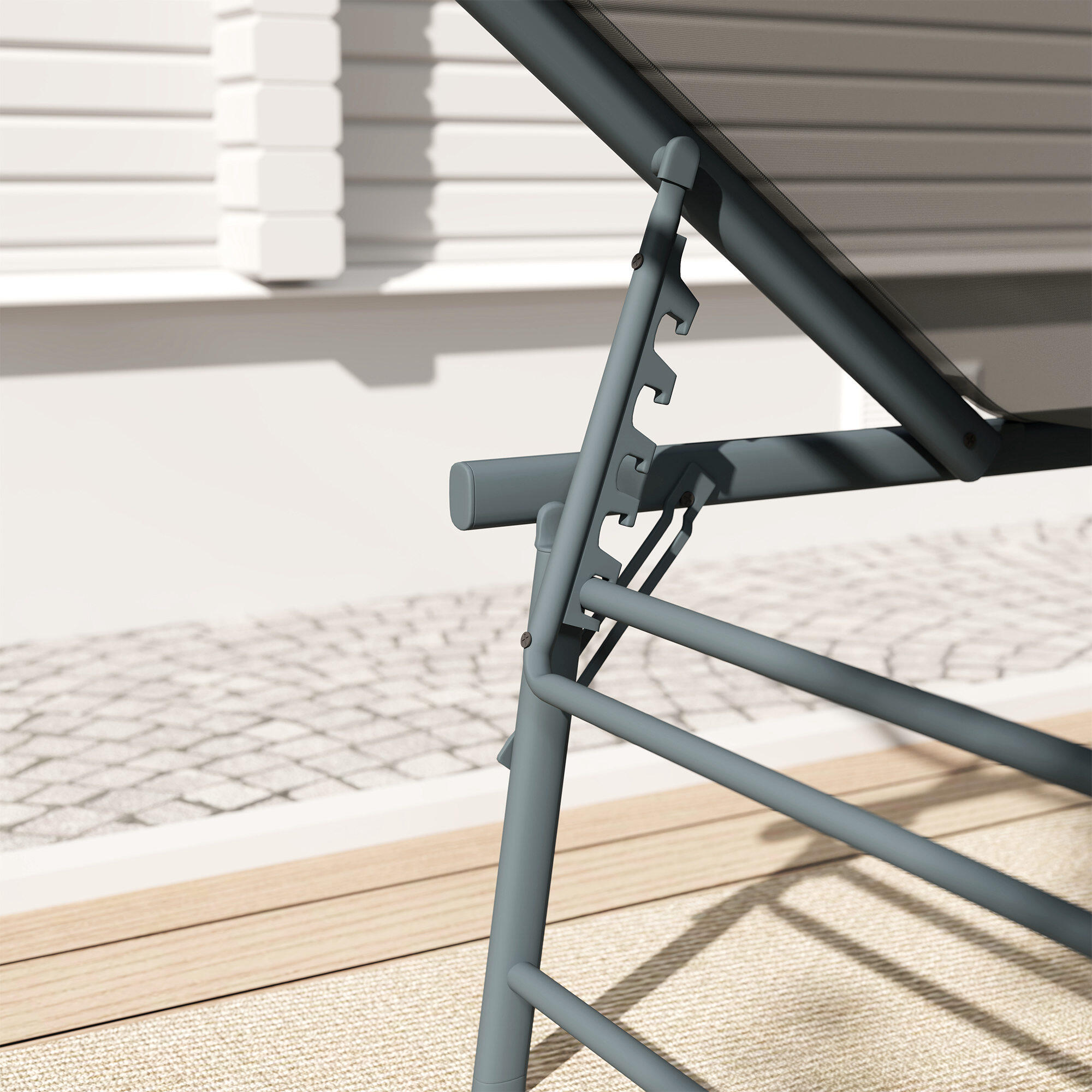 Conjunto de Tumbonas Outsunny 164x54x84 cm Gris Claro 5/7