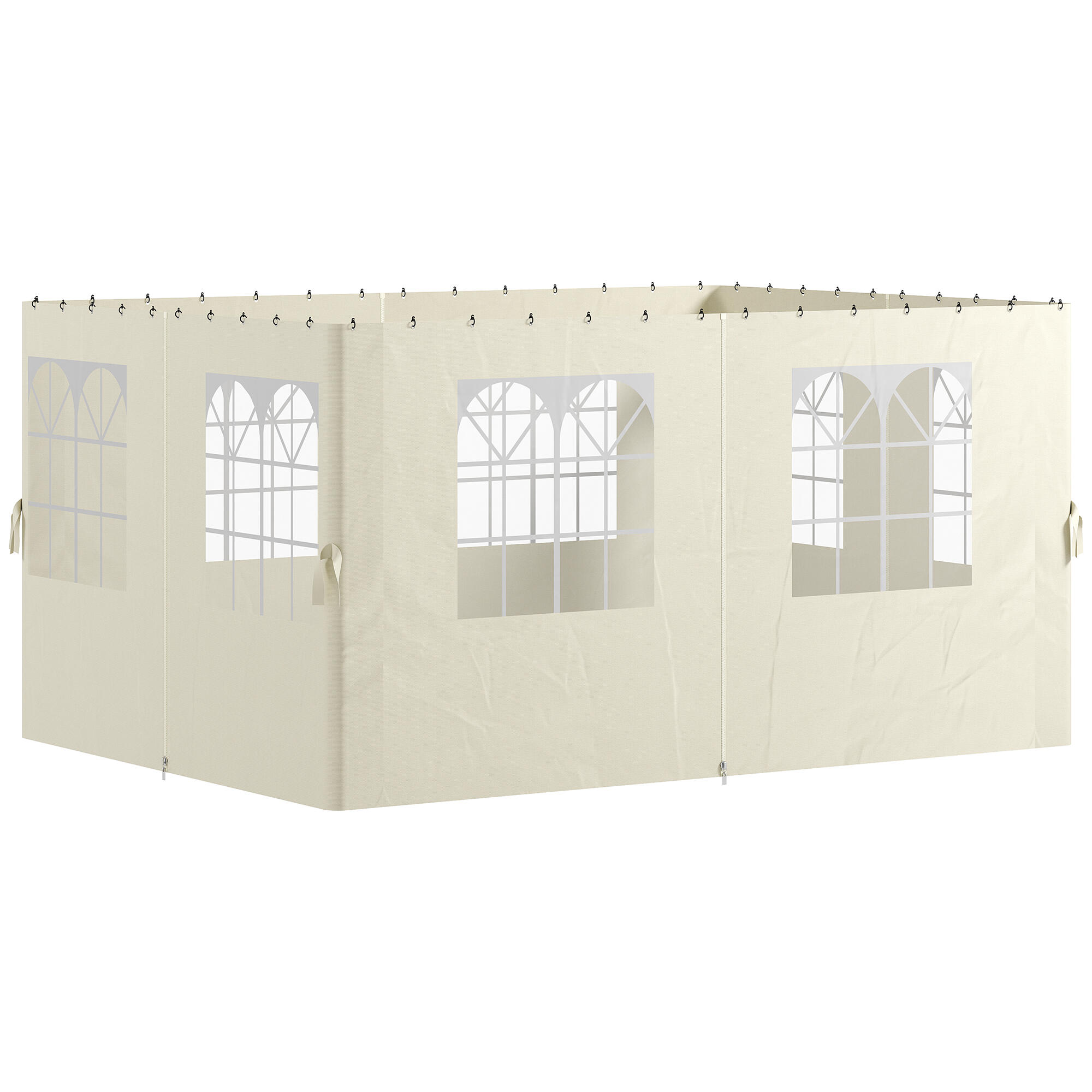 Paredes laterais para pérgola 352x205 cm creme branco outsunny
