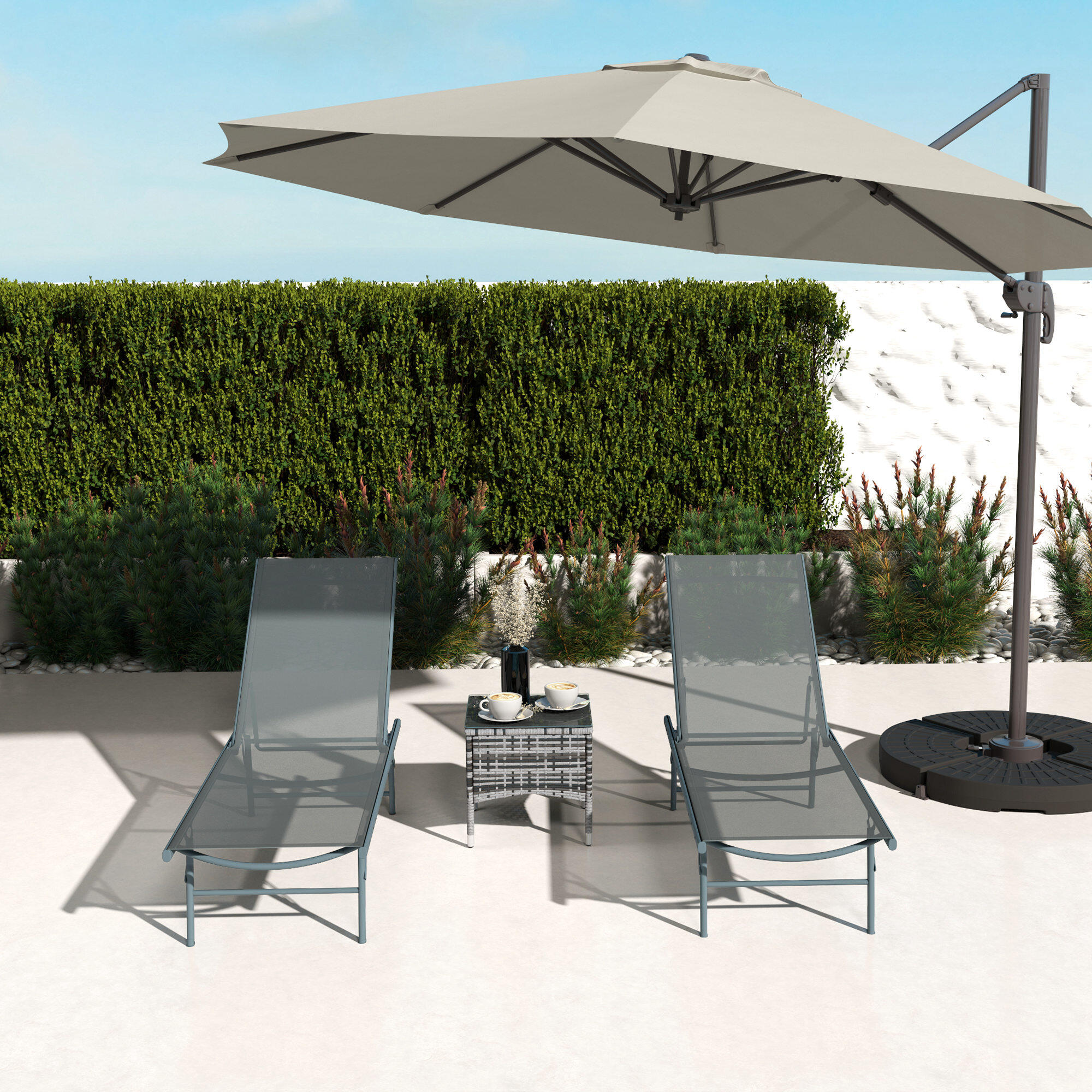 Conjunto de Tumbonas Outsunny 164x54x84 cm Gris Claro 4/7