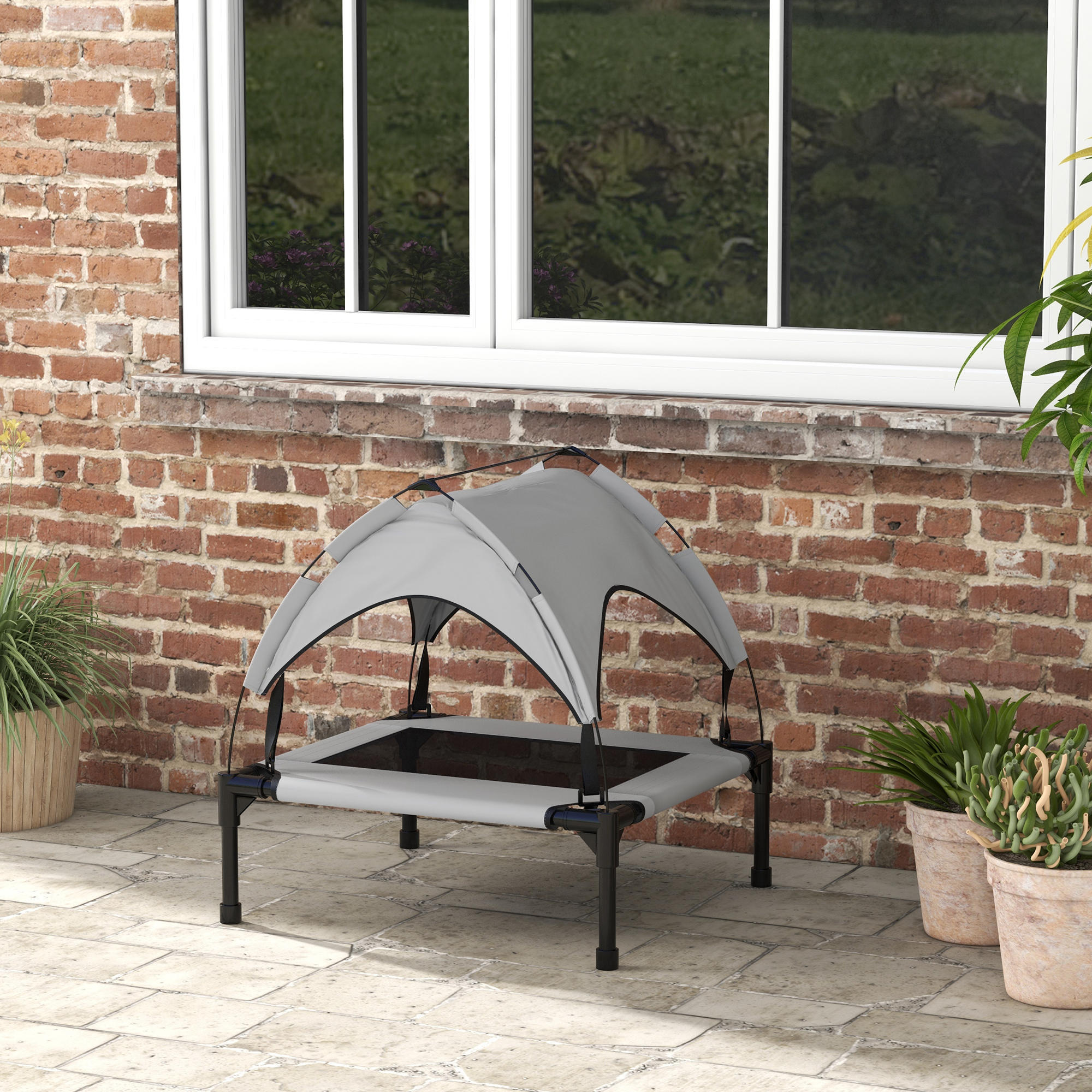Cama Perros Elevada PawHut 76x61x69.5 cm Gris 2/7