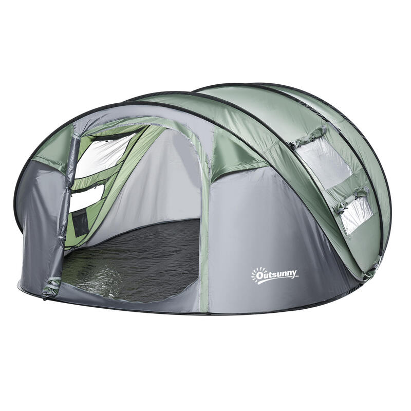 Tienda de Campaña Outsunny 263.5x220x123 cm Verde y Gris